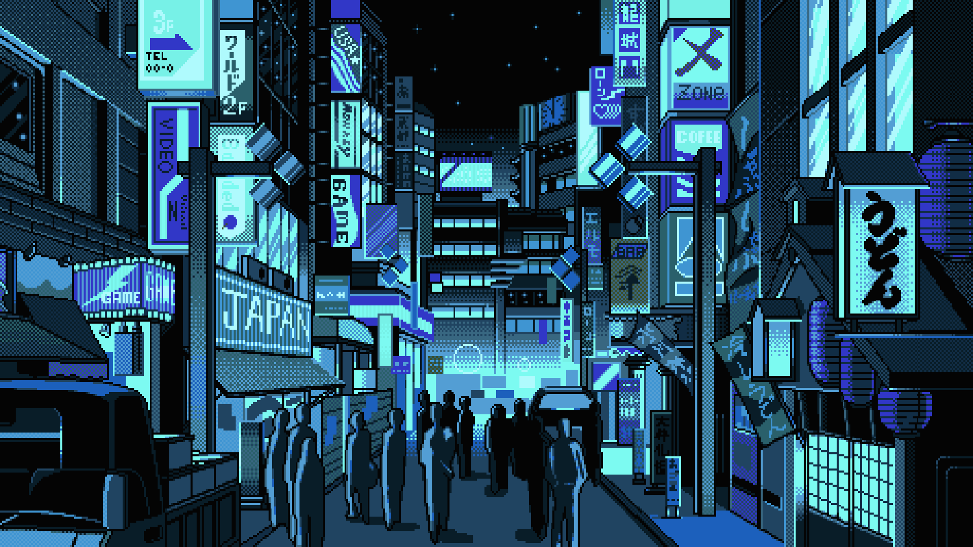 1920x1080 #people, #street, #pixel art, #Japan, wallpaper. Mocah HD Wallpaper