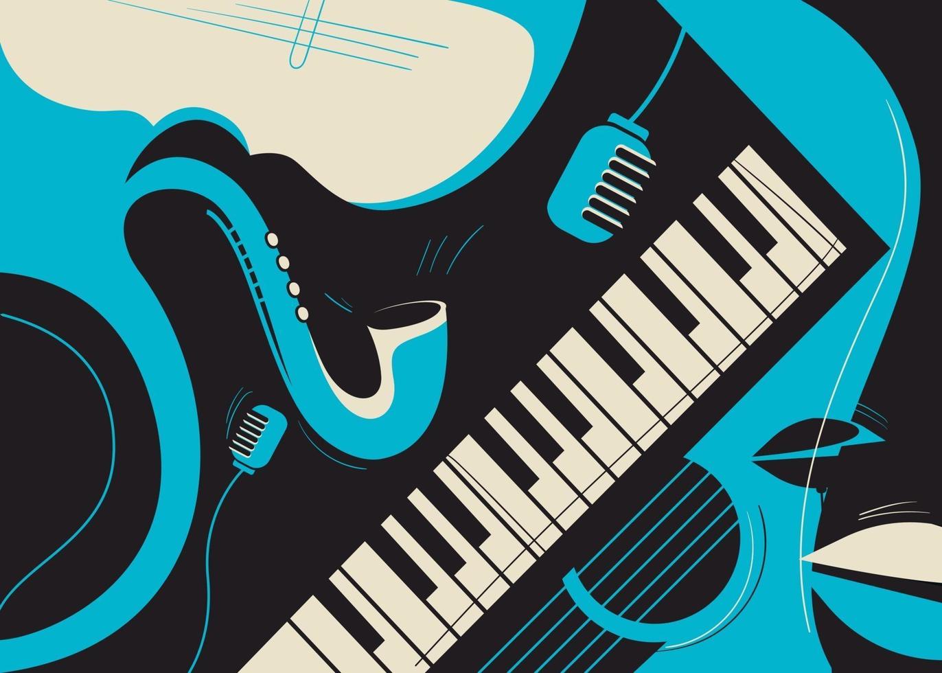 1372x980 Banner template with saxophone and piano