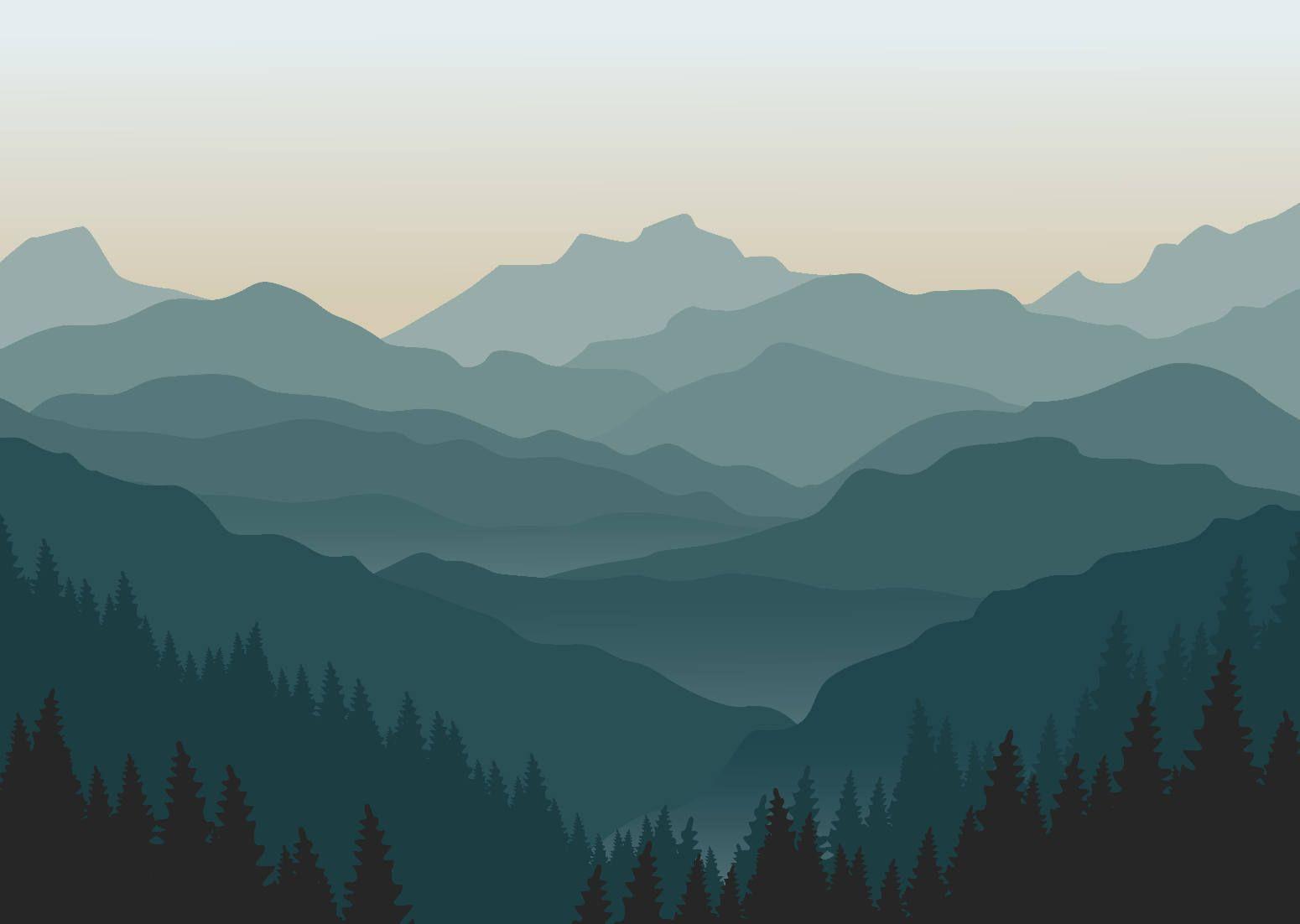 1550x1102 Misty Mountain Wallpaper Foggy Mountain Silhouette Wall Mural