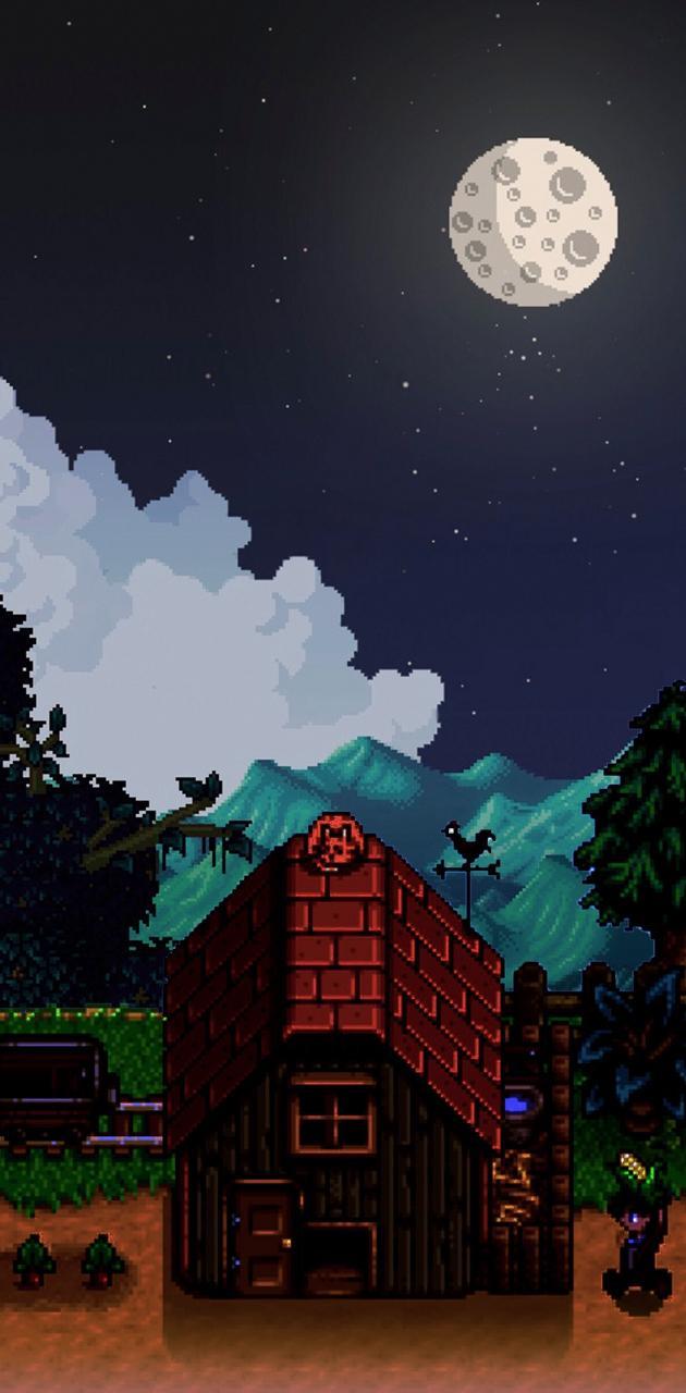 630x1280 Night stardew valley wallpaper