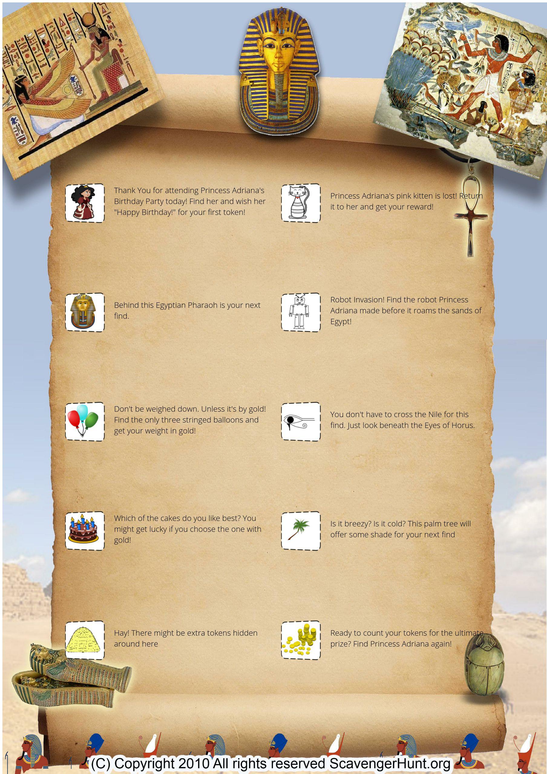 1808x2557 Egyptian Princess Birthday Scavenger Hunt