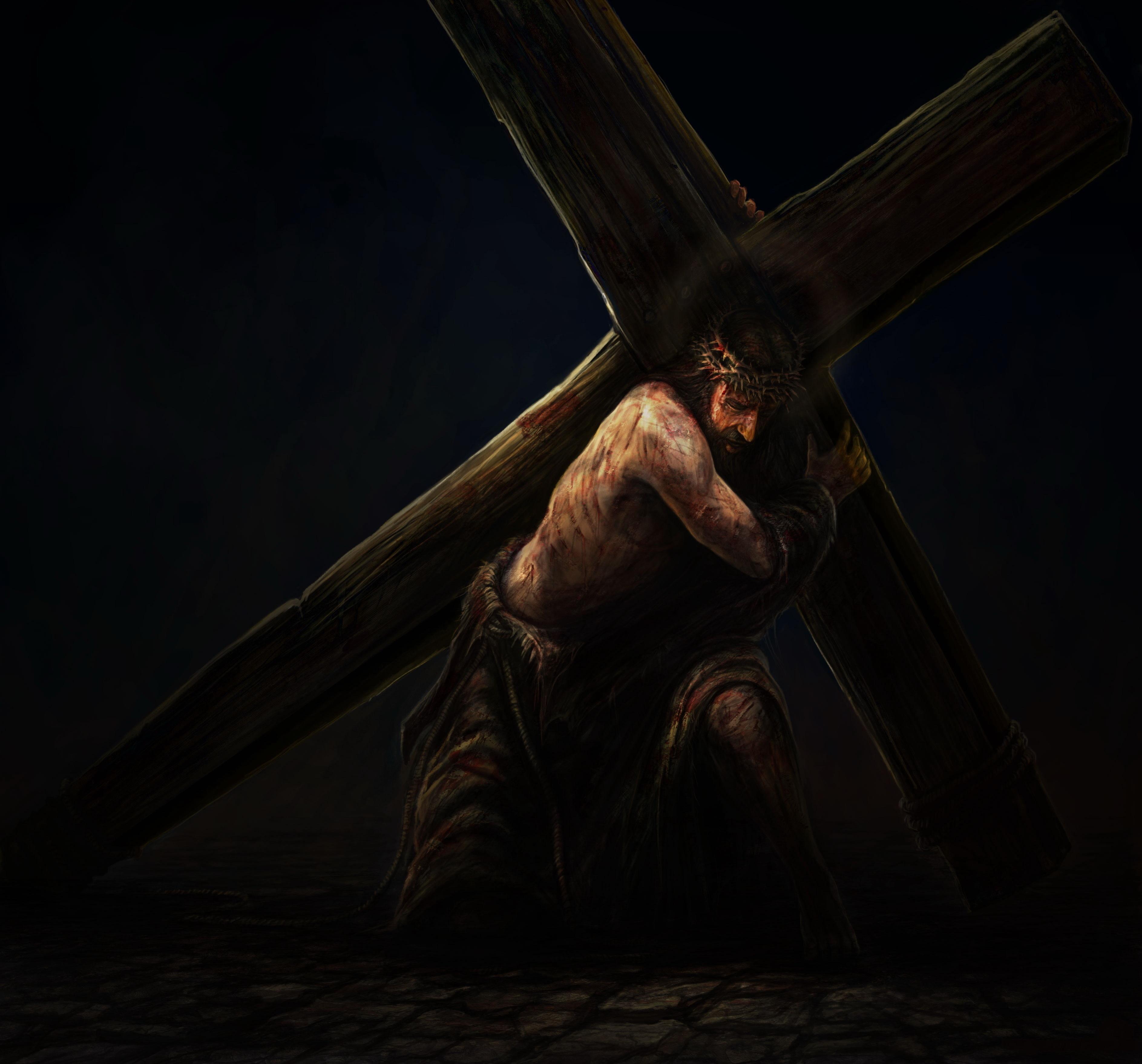 3774x3517 Wallpaper. Minimalism. photo. picture. religion, drawing, Jesus, cross