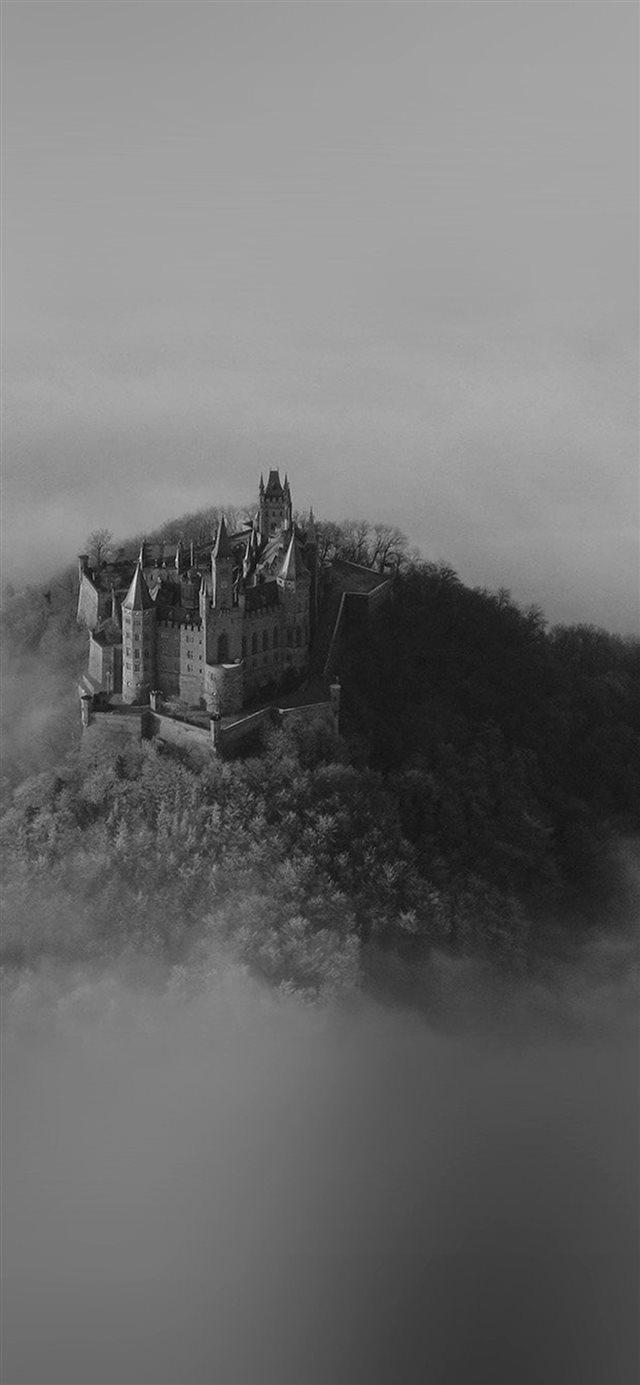 640x1385 Castle Sky Cloud Dream Fantasy Art Nature Dark Bw iPhone X Wallpaper Free Download