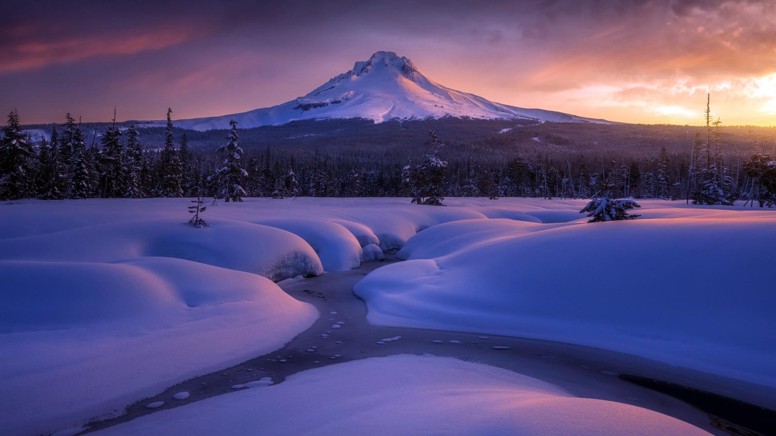1600x900 Download Winter, mountains, water current, snow layer wallpaper, 1600x Widescreen 16: Widescreen