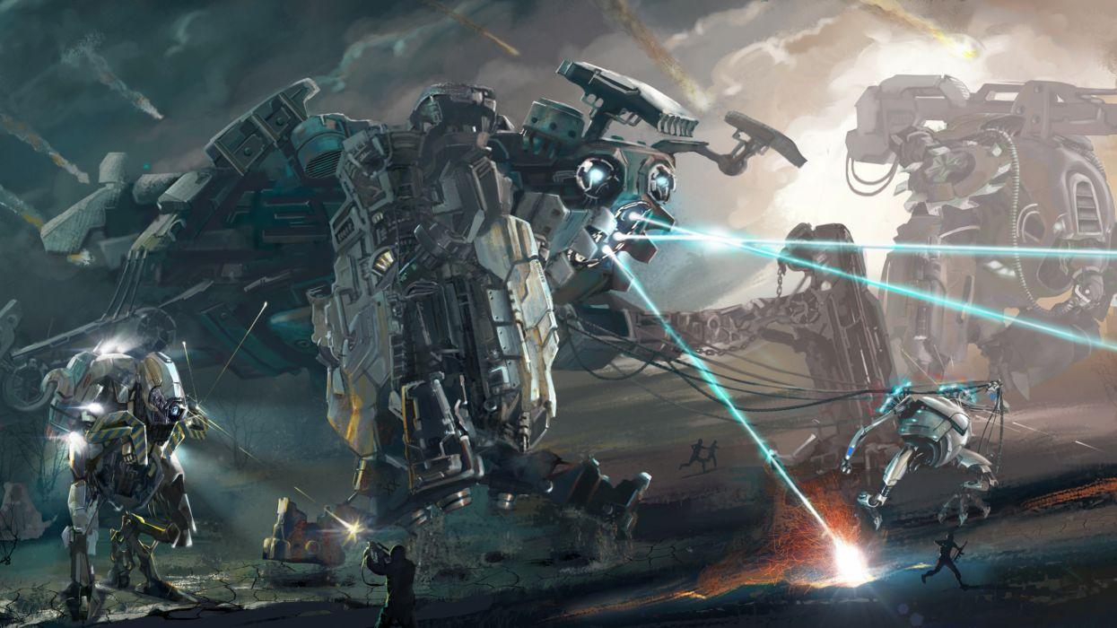 1245x700 Battles Robot Firing Fantasy Robot Mecha Battle Wallpaper Vs Machine War HD Wallpaper
