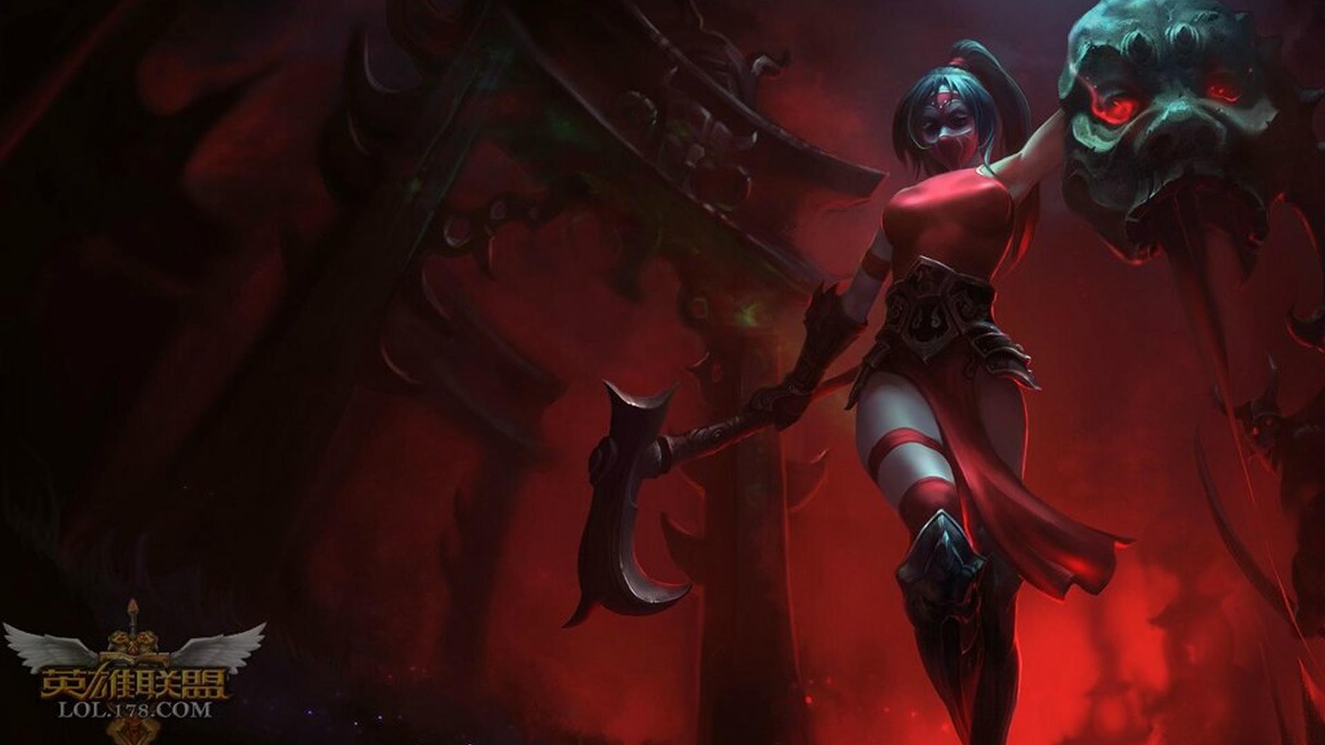1920x1080 Crimson Akali Chinese (2) Wallpaper