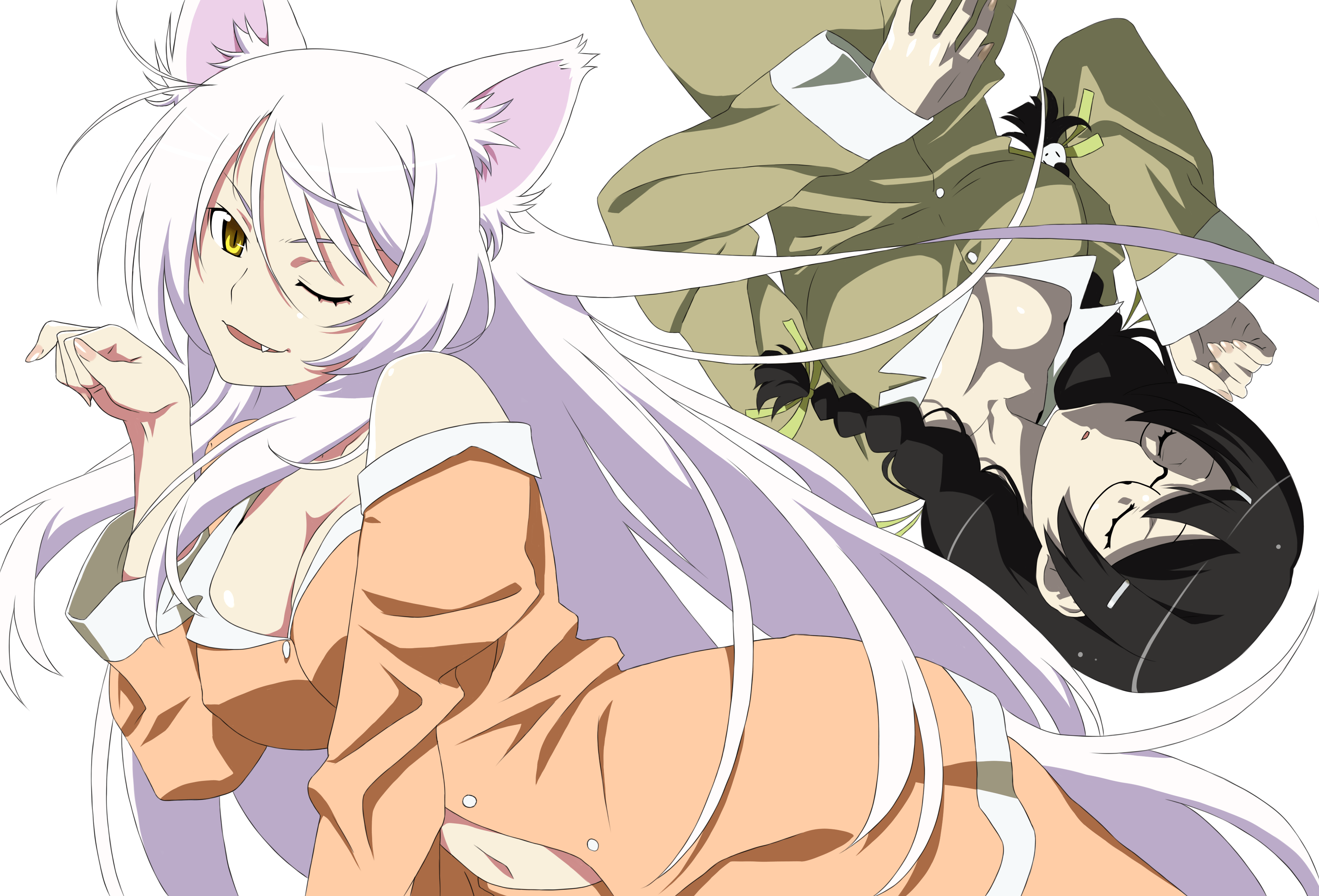 3541x2405 HD Wallpaper of Black Hanekawa from Monogatari Seriesx2405