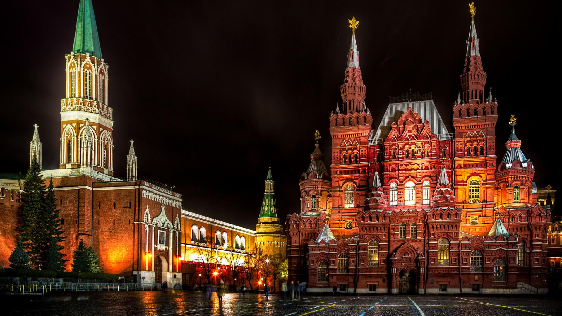 1920x1080 Download 1920x1080 HD Wallpaper red square illumination moscow russia autumn night, Desktop Background HD