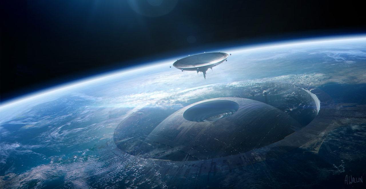 1280x663 Rogue One' concept art of the Death Star being completed inside Scarif.: StarWars