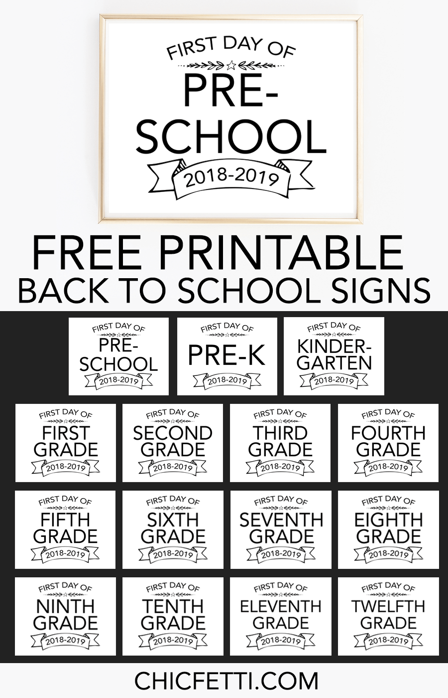 900x1400 Printable Back to School Signs our free first day of school signs