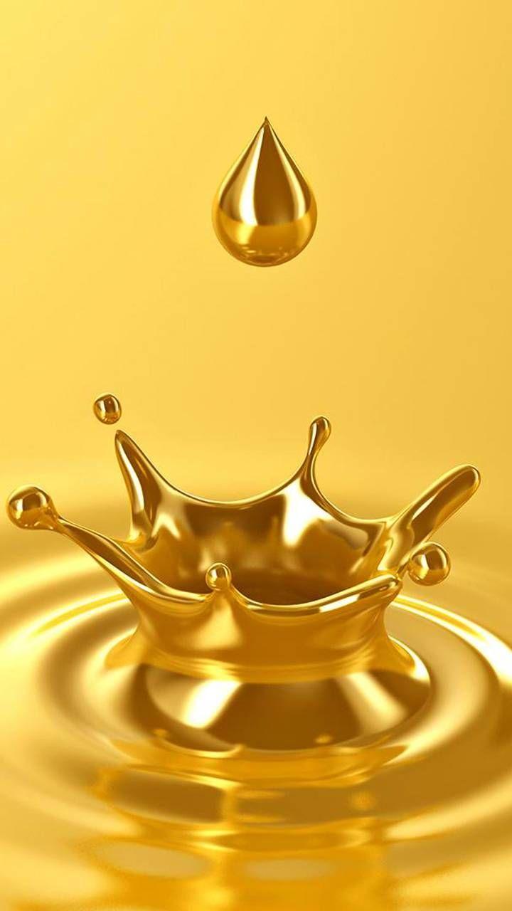 720x1280 Download golden waterdrop Wallpaper by georgekev now. Br. Gold wallpaper android, Liquid gold, Gold home accessories