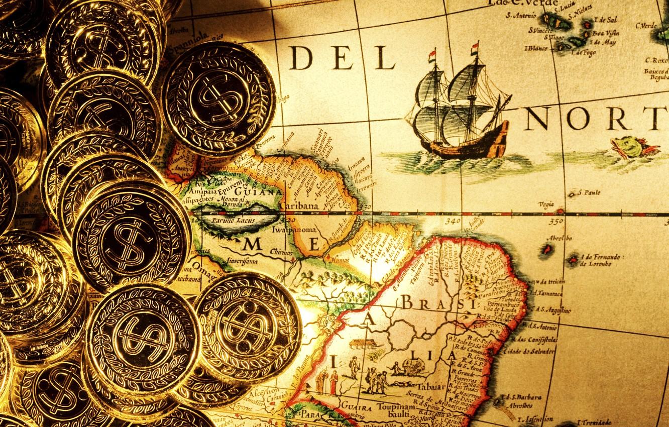 1332x850 Photo Wallpaper Gold, Map, Money, Wallpaper, Pirates