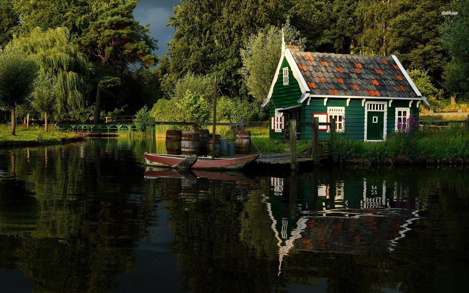 1920x1200 Small House on The River Side