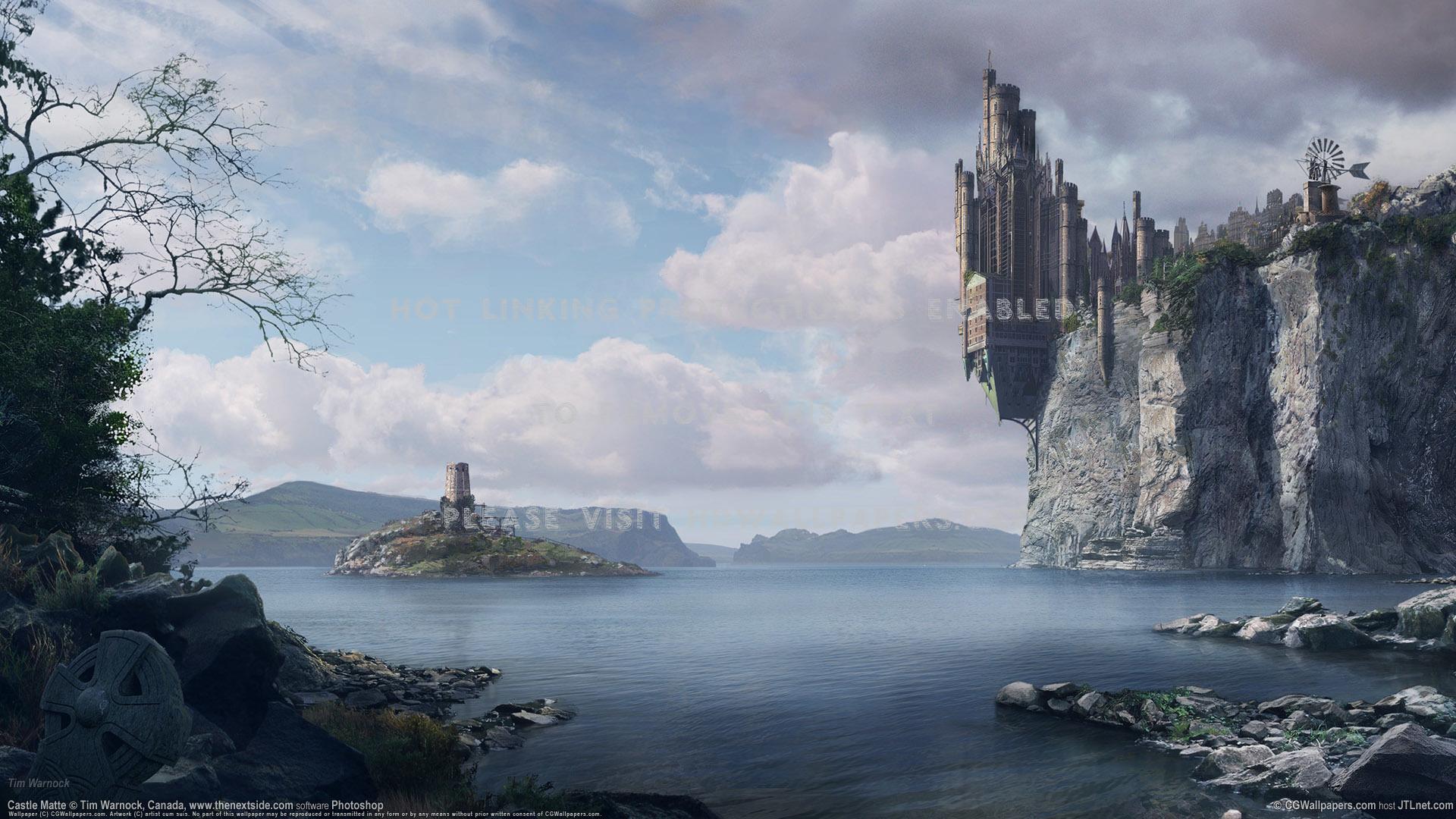 1920x1080 castle on cliff mountains fall soon ocean