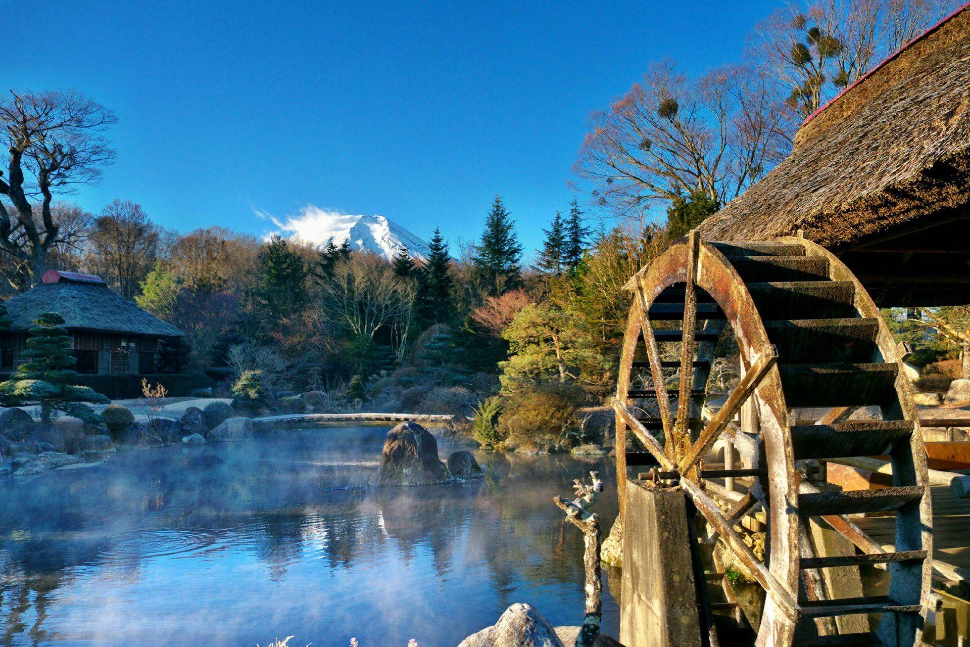 1920x1280 Water mill, river house and mountain. River forest, River house, Forest mountain