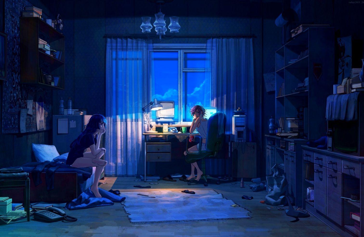 1512x987 Anime Room Artwork Wallpaper