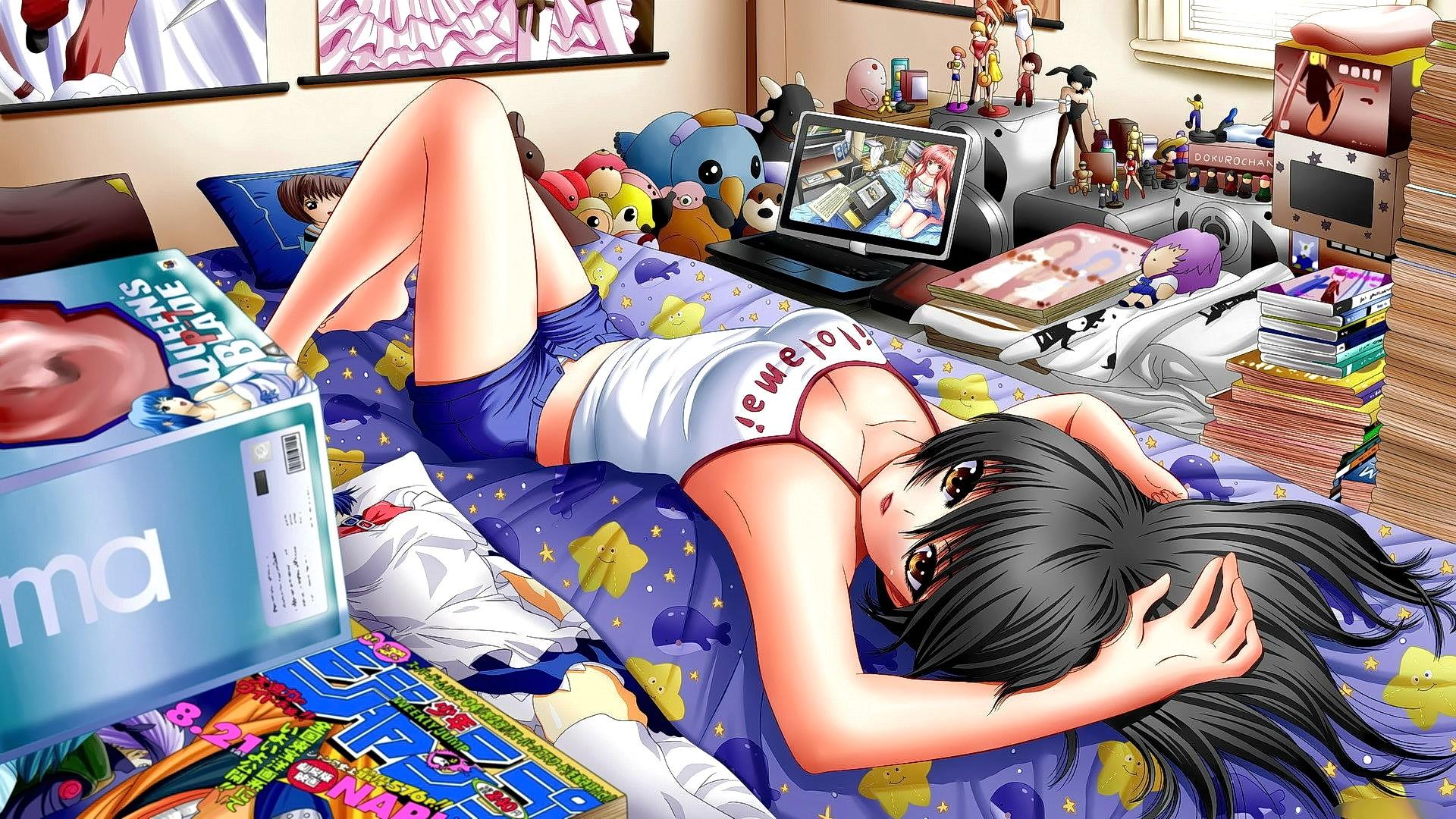 1920x1080 Anime Girl In Bedroom 1366x768 Resolution HD 4k Wallpaper, Image, Background, Photo and Picture