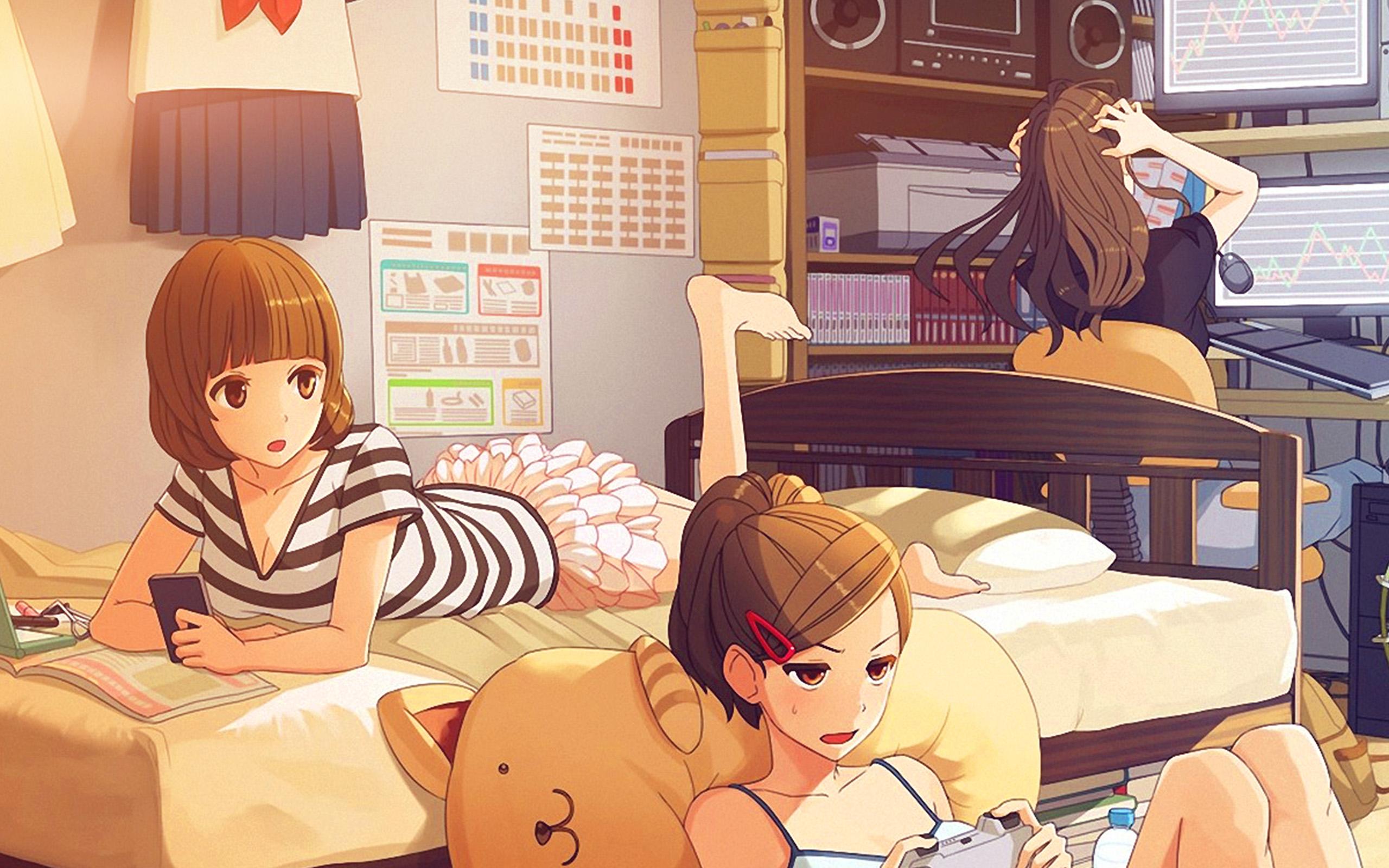2560x1600 Girl Room Anime Art Illustration Cute Wallpaper
