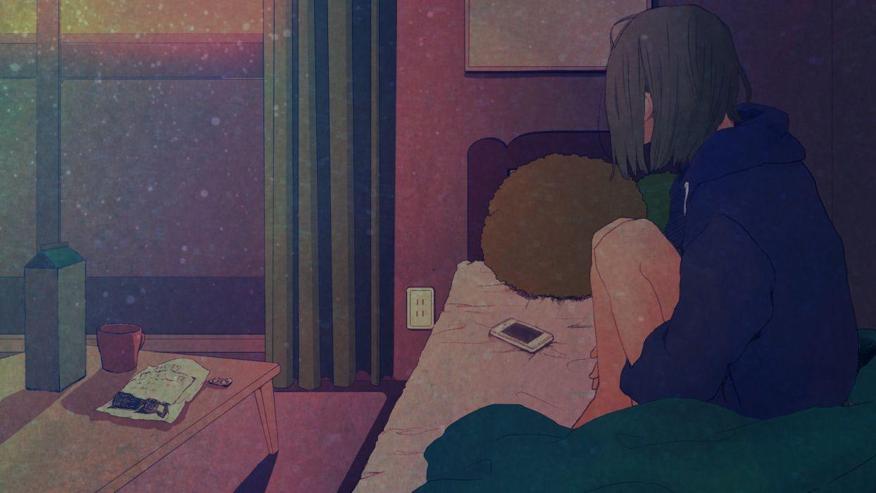 1244x700 Original anime girl room window wallpaperx1080