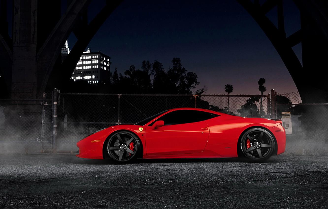 1332x850 Wallpaper night, supercar, Ferrari, red, Ferrari 458 Italia image for desktop, section ferrari