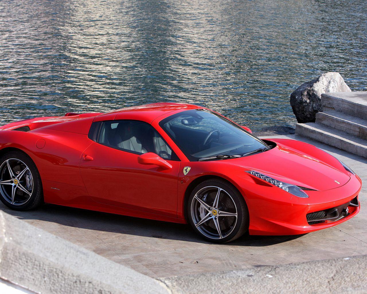 1280x1024 Download wallpaper 1280x1024 ferrari, 458 italia, spider, red, cars, coast standard 5:4 HD background