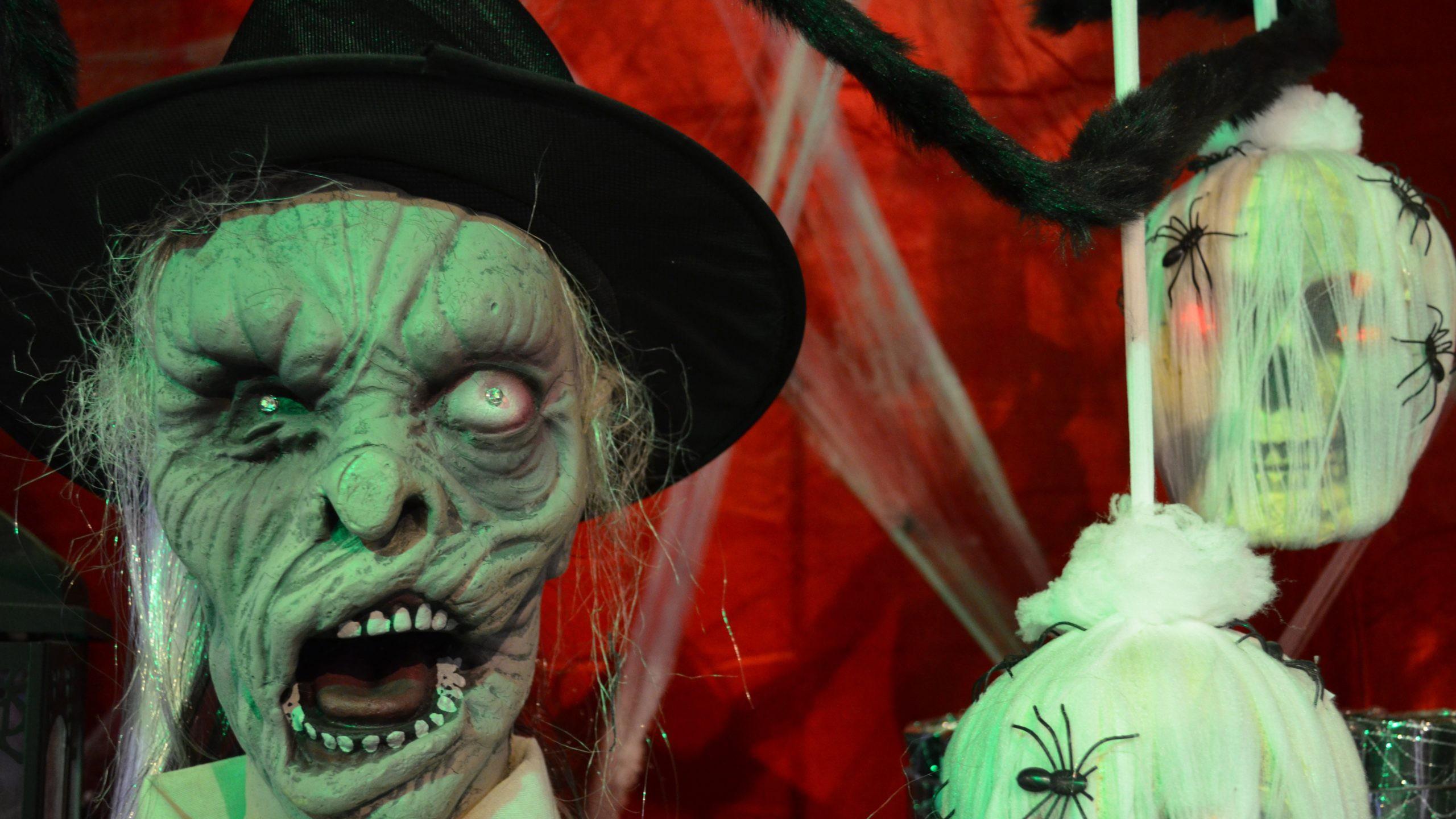 2560x1440 Green Red Carnival Spooky Decoration HD Halloween Costume Wallpaper