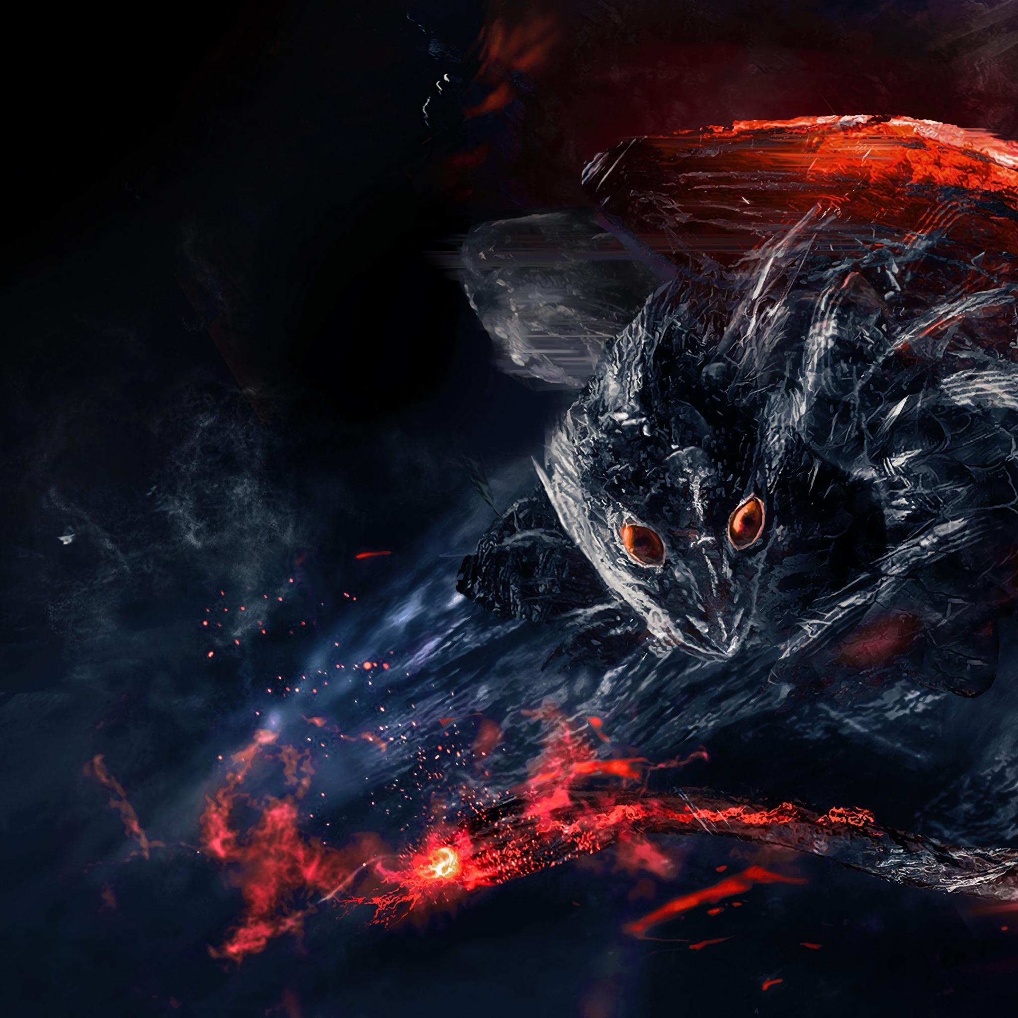 2048x2048 Wallpaper 4k dragon, dinosaur, fiery, creature, art 4k Wallpaper
