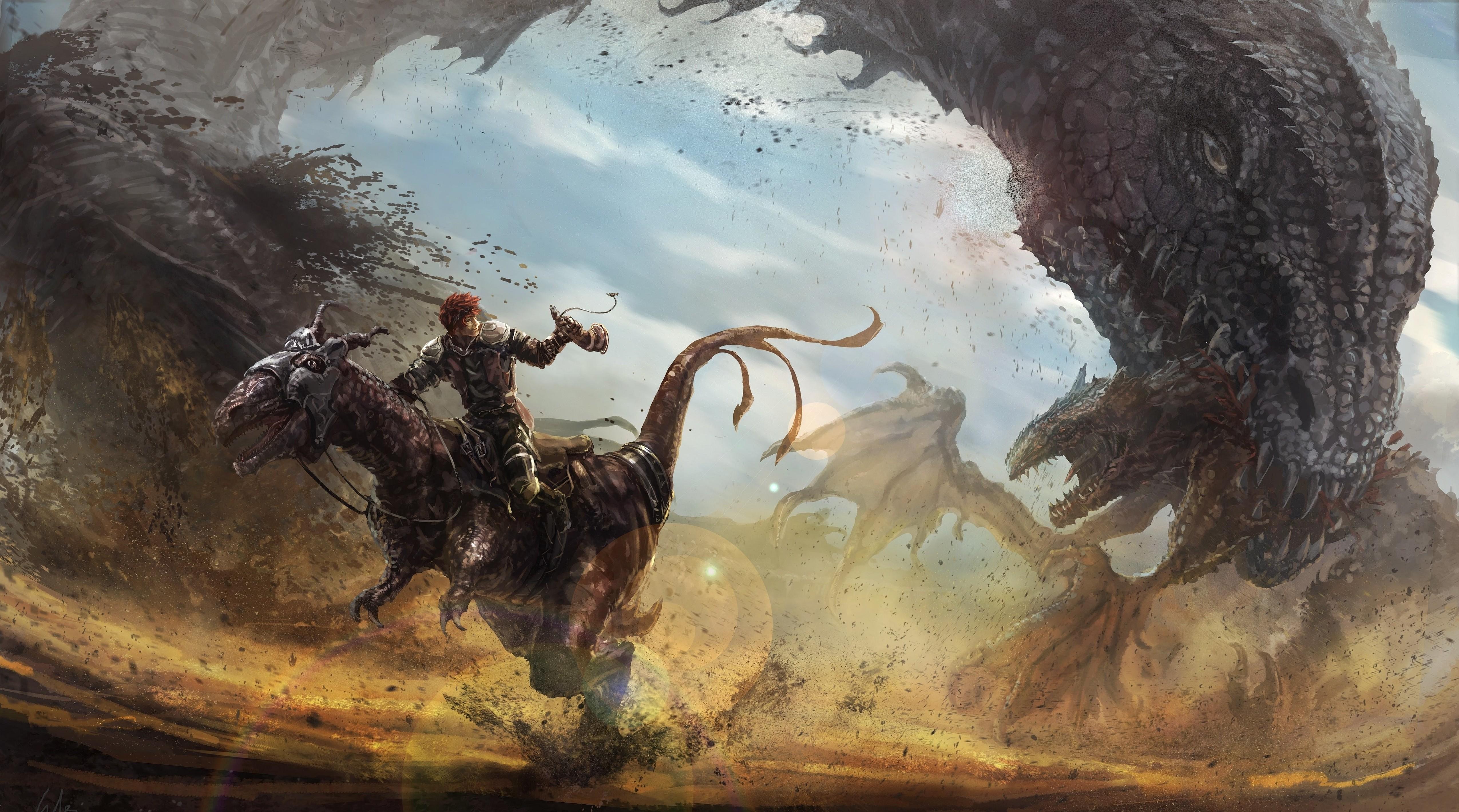 5100x2840 #artwork, #dragon, #fantasy art, #dinosaurs, wallpaper. Mocah HD Wallpaper
