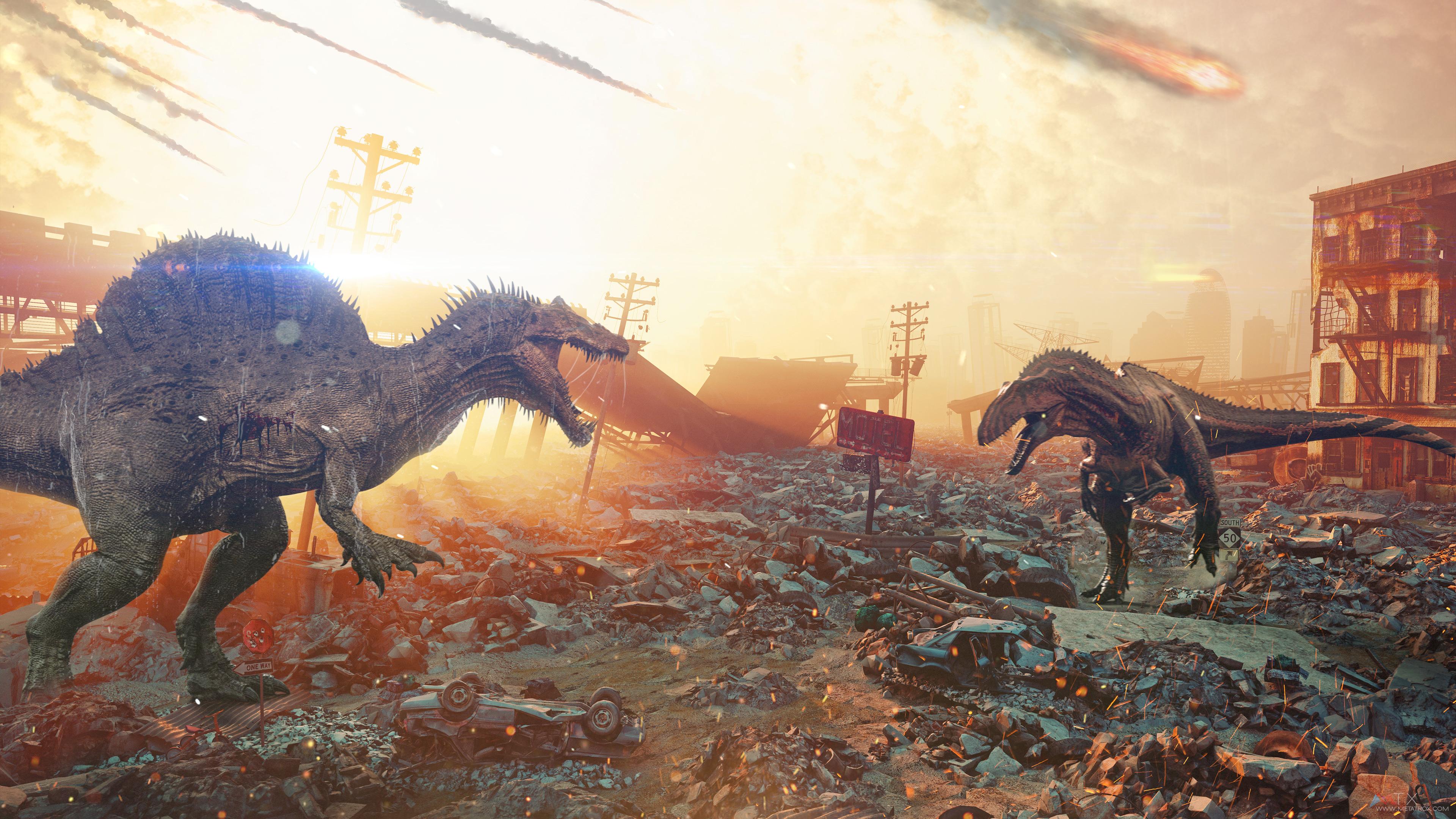 3840x2160 dinosaur wallpaper, dinosaur, extinction, tyrannosaurus, velociraptor, troodon, cg artwork, pachycephalosaurus, art, mythology, fictional character