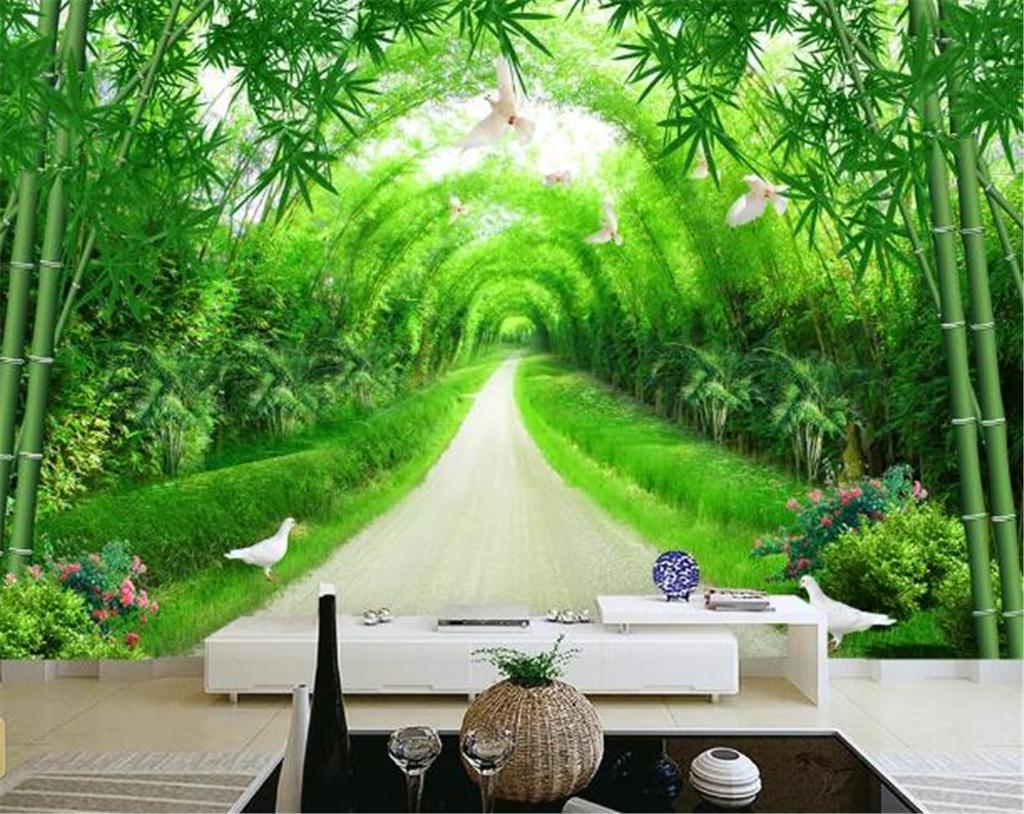 1024x814 Custom Any Size 3D Wallpaper Fresh And Romantic Bamboo Forest Road TV Background Wall Decoration Mural Wallpaper From Yunlin $32.17