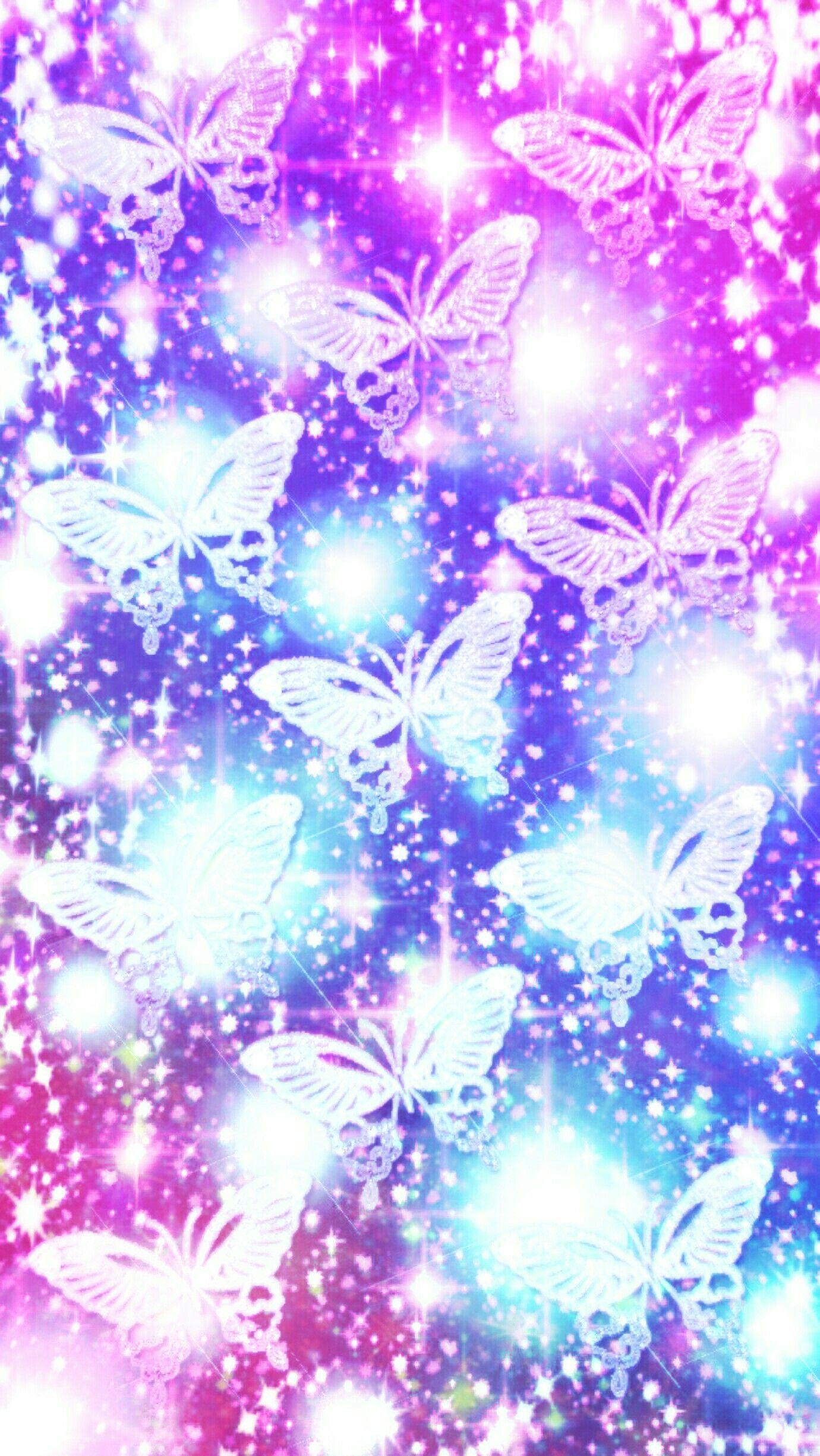 1380x2450 Aesthetic Blue Glitter Wallpaper