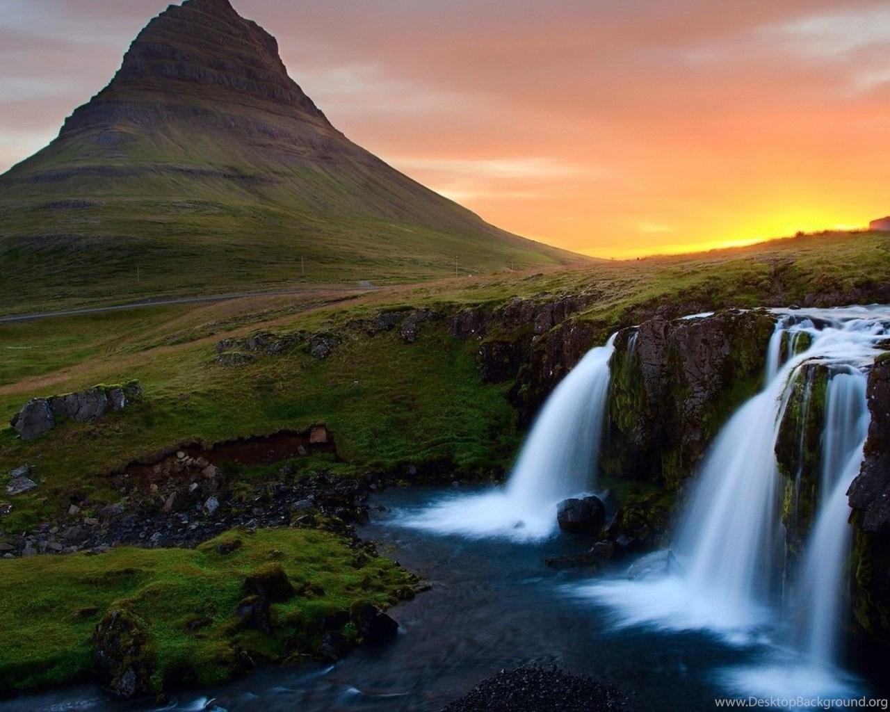 1280x1024 Mountain Waterfall Wallpaper Nature Wallpaper Desktop Background