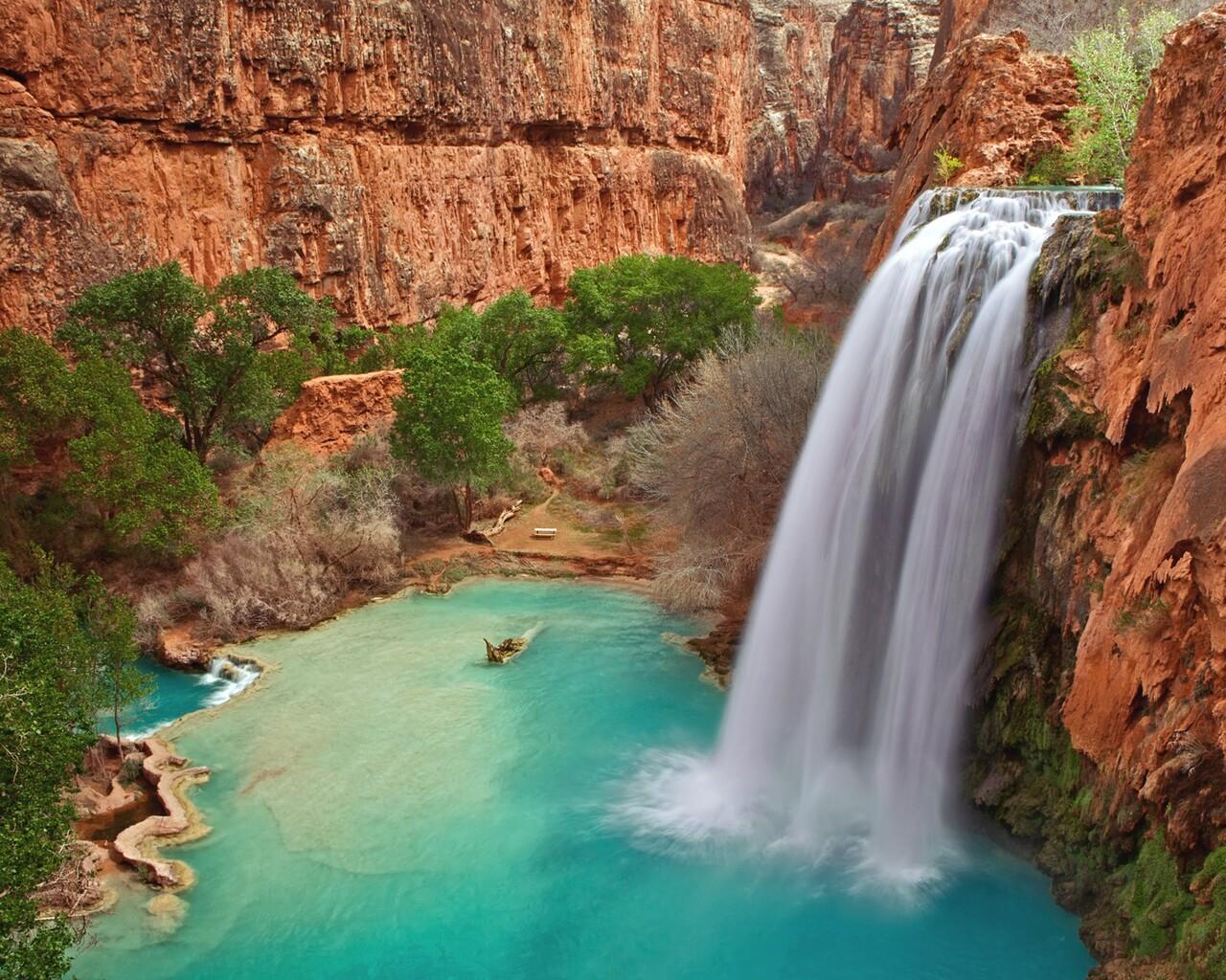 1280x1024 Waterfall Mountains 1280x1024 Resolution HD 4k Wallpaper, Image, Background, Photo and Picture