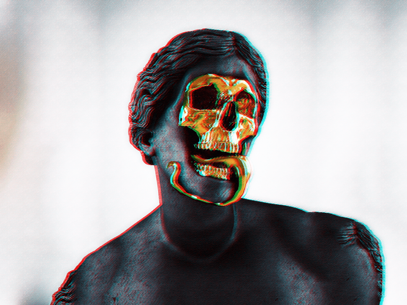 1600x1200 #skull, #vaporwave, #statue, #gold, wallpaper. Mocah HD Wallpaper
