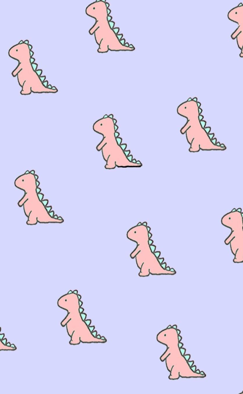 836x1355 Aesthetic Pink Dino Wallpaper