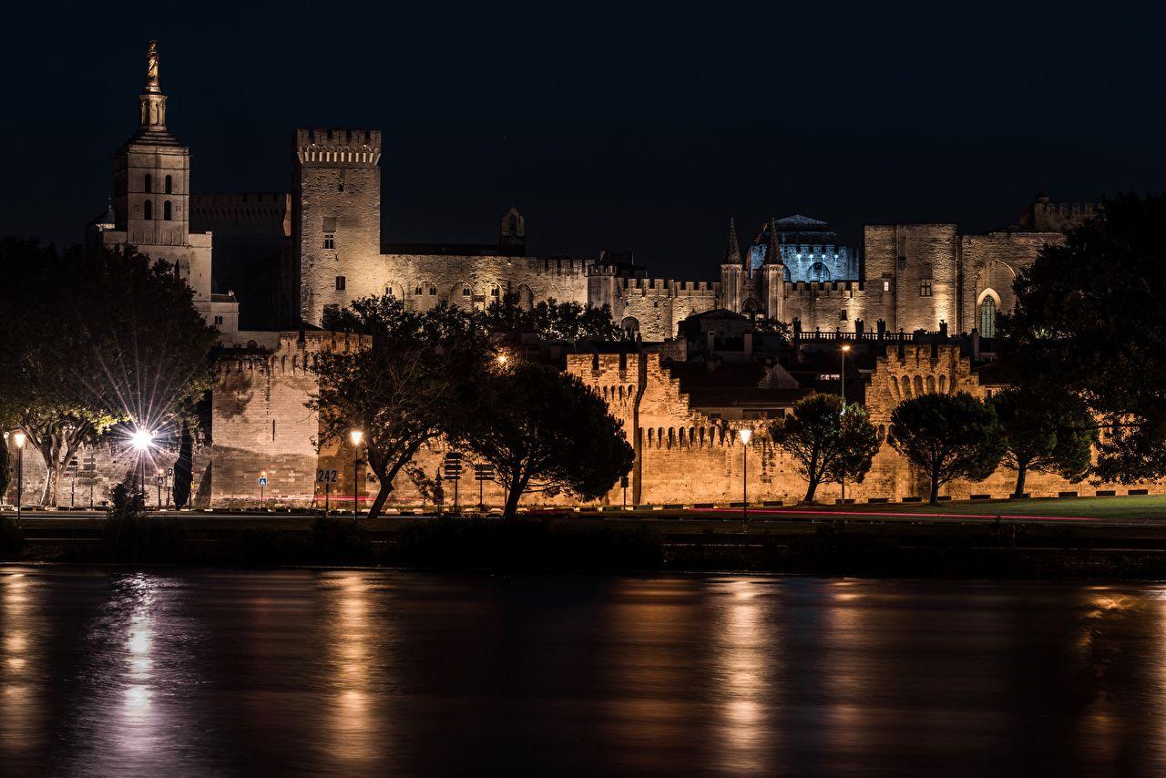 1280x854 Image Provence Palace France Avignon Coast Rivers night time Street