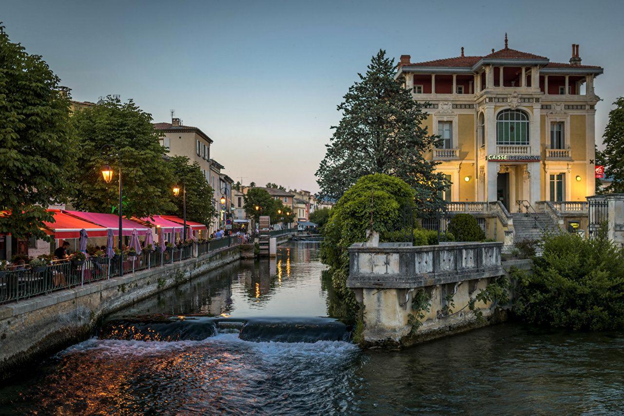 1280x854 Photos Provence France Vaucluse Canal Evening Cities Houses