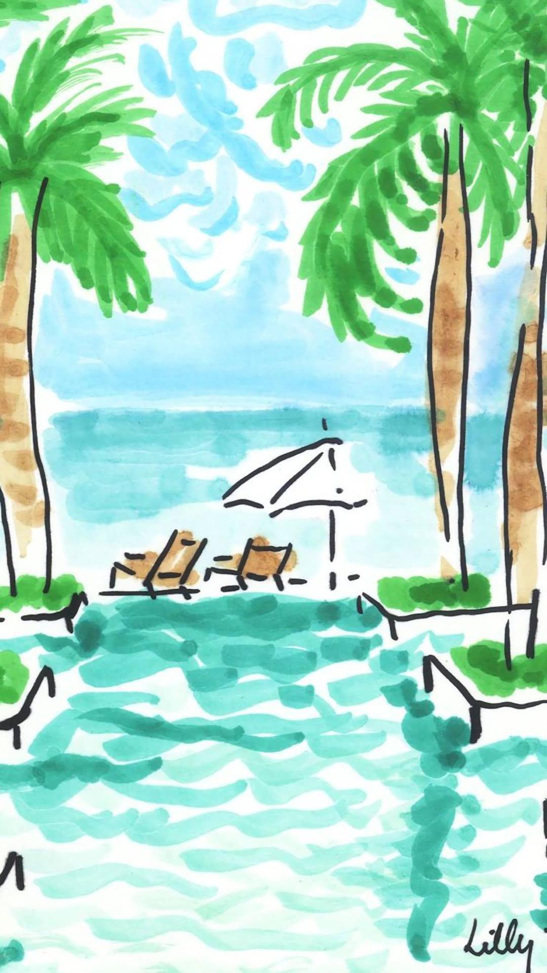 1080x1920 beach illustration