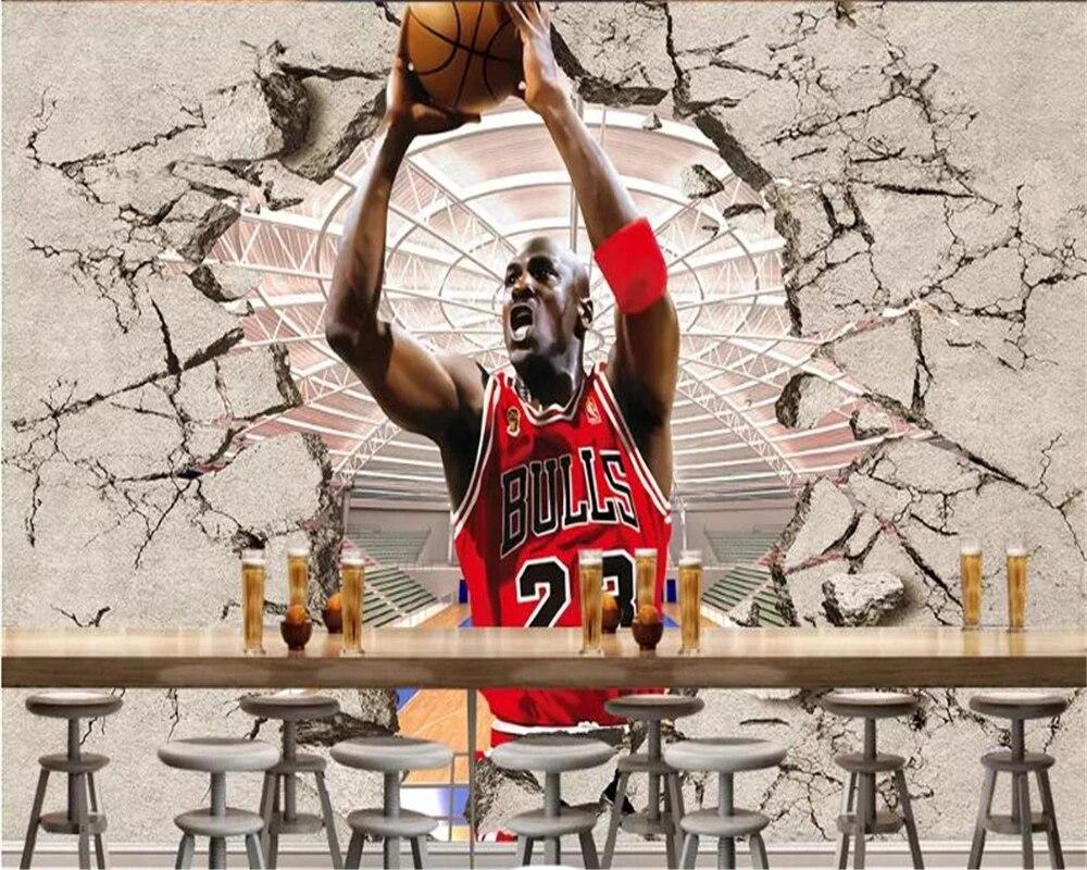 1000x800 beibehang3 d wallpaper for wallswall papers home decor Custom HD 3D broken wall basketball tooling wall wall paper for kids room. Wallpaper