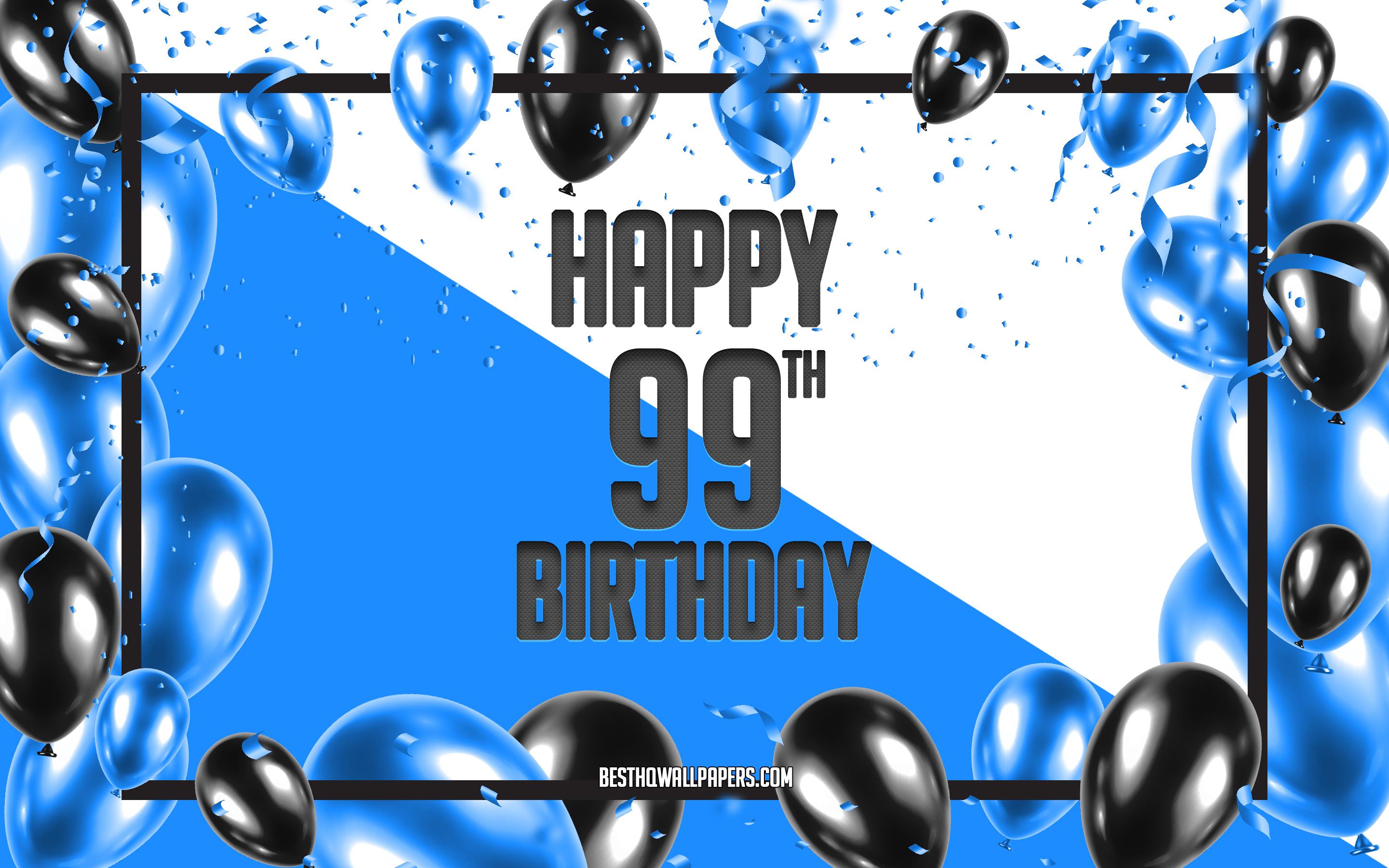 2880x1800 Download wallpaper Happy 99th Birthday, Birthday Balloons Background, Happy 99 Years Birthday, Blue Birthday Background, 99th Happy Birthday, Blue black balloons, 99 Years Birthday, Colorful Birthday Pattern, Happy Birthday Background for desktop