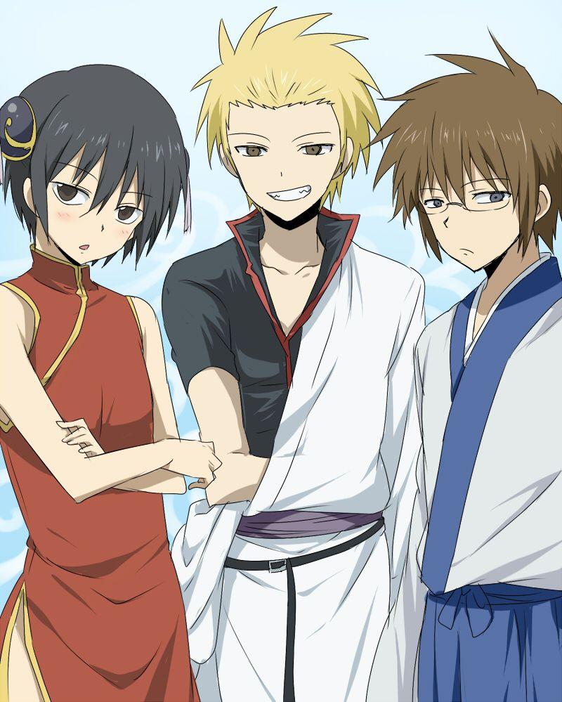 800x999 Danshi Koukousei no Nichijou x Gintama. Wow, 2 of these guys play idiotic sadists in Gintama. Seni anime, Desain pamflet, Seni