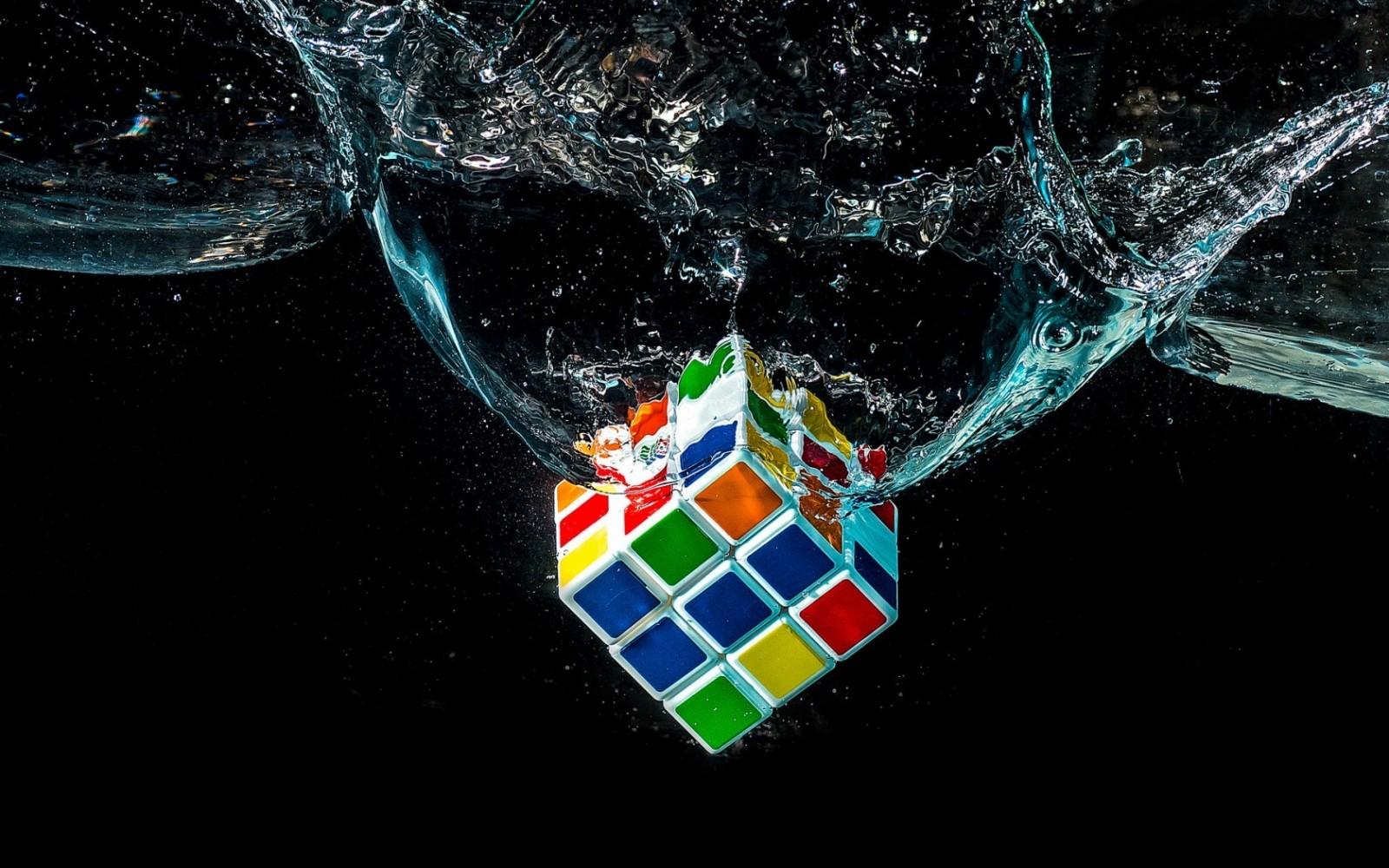 1600x1000 #Rubiks Cube #water #digital art wallpaper. Mocah HD Wallpaper