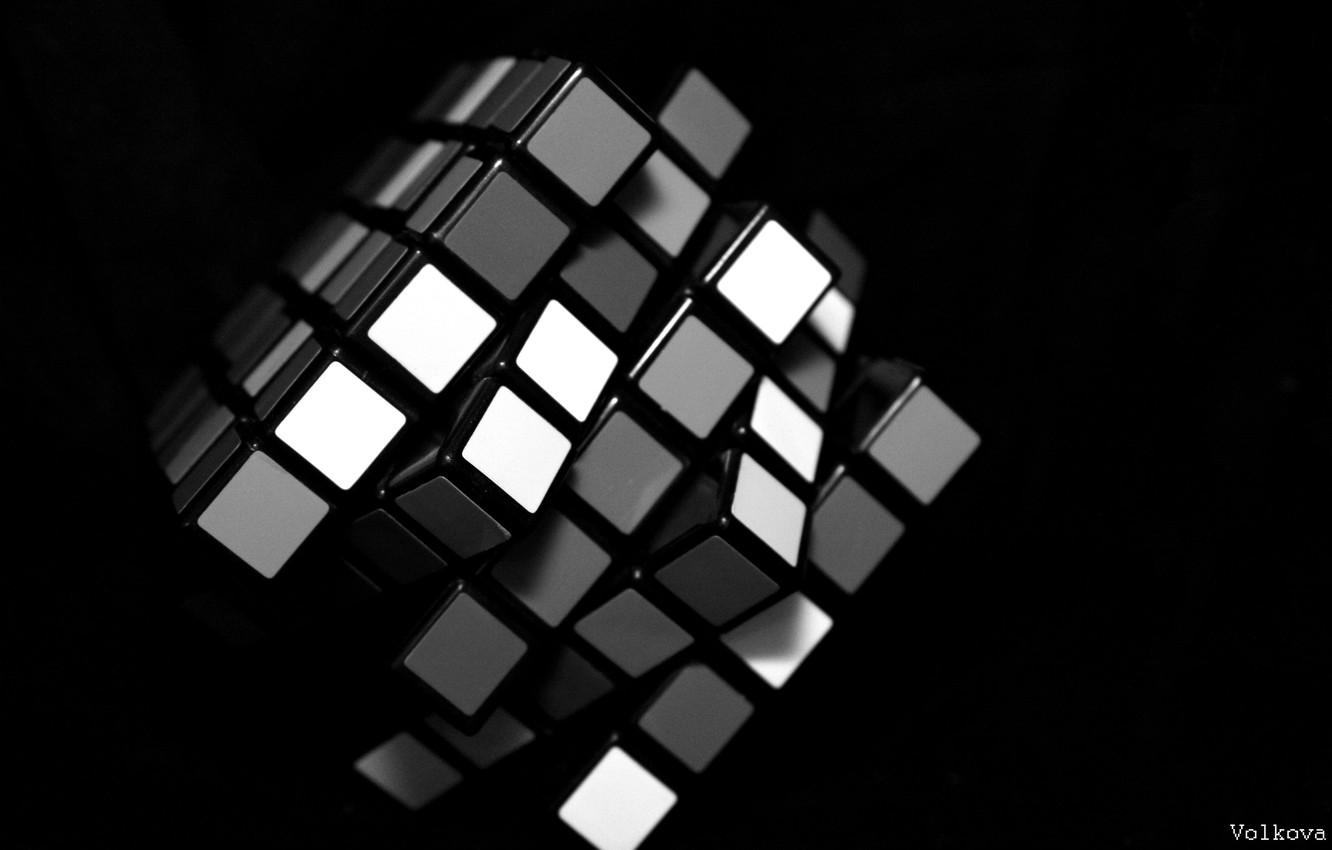 1332x850 Wallpaper white, black, Rubik's cube image for desktop, section минимализм