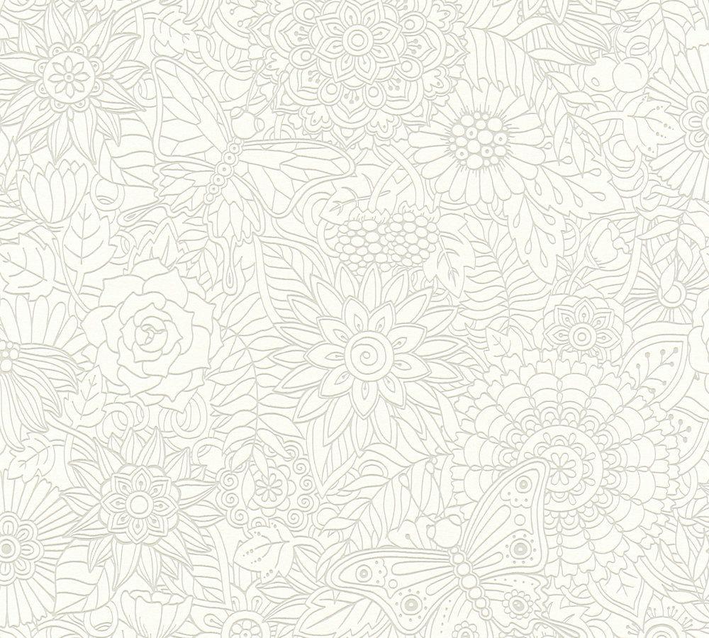 1000x900 Kids Wallpaper Mandala Flowers White Gloss 35816 1