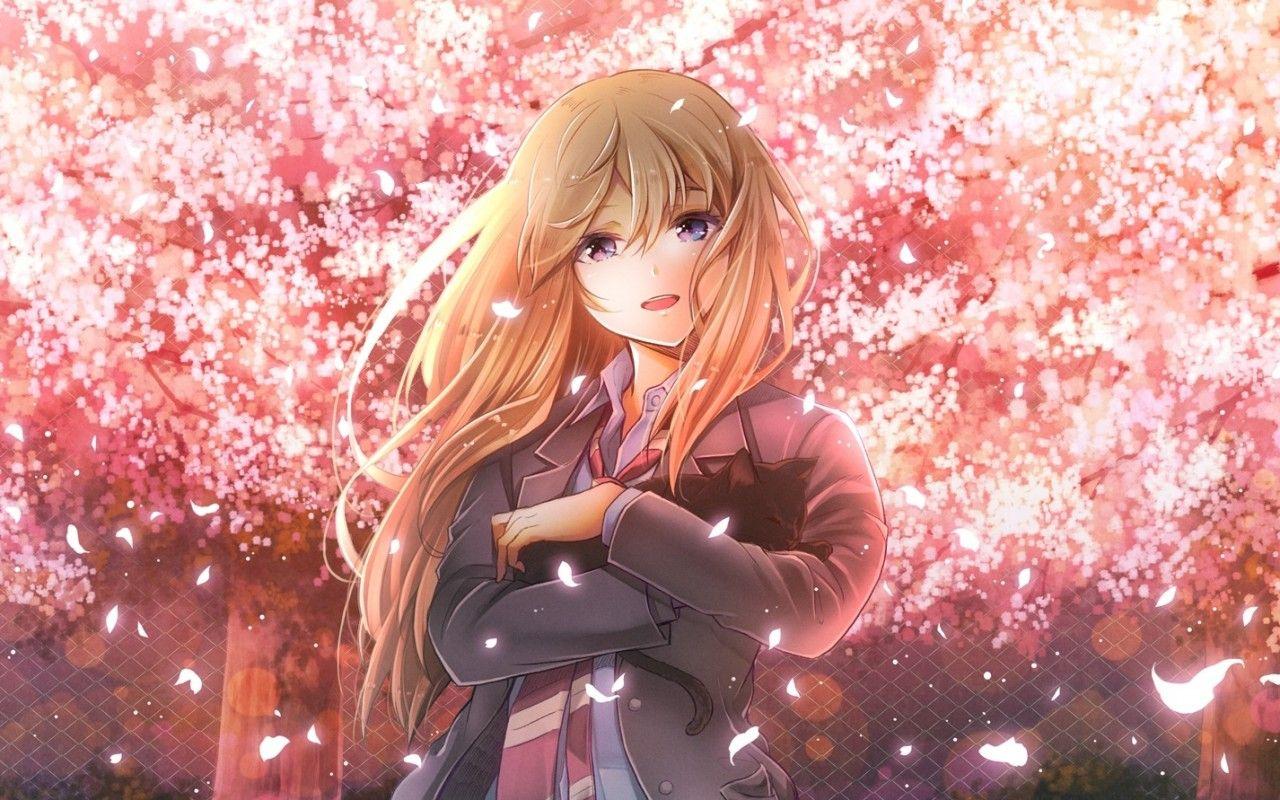 1280x800 Download 1280x800 Shigatsu Wa Kimi No Uso, Miyazono Kaori, Sakura