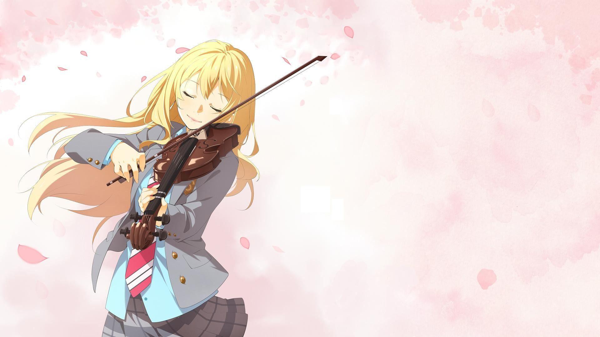1920x1080 Shigatsu wa Kimi no Uso, Miyazono Kaori, anime, musical instrument