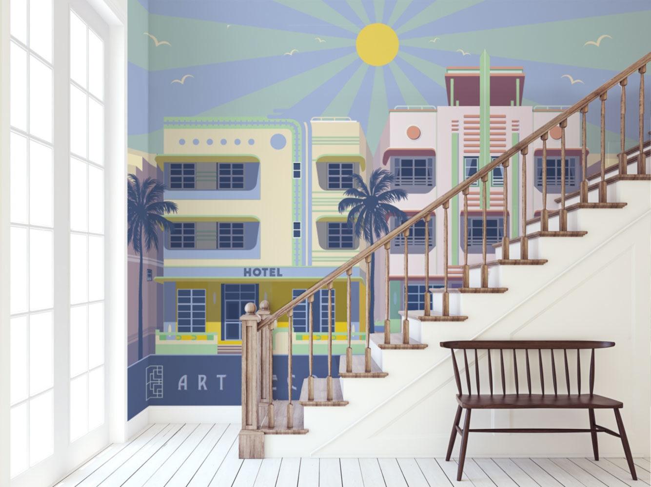 1335x1000 Miami Art Deco wallpaper Tropical wallpaper tropical tree