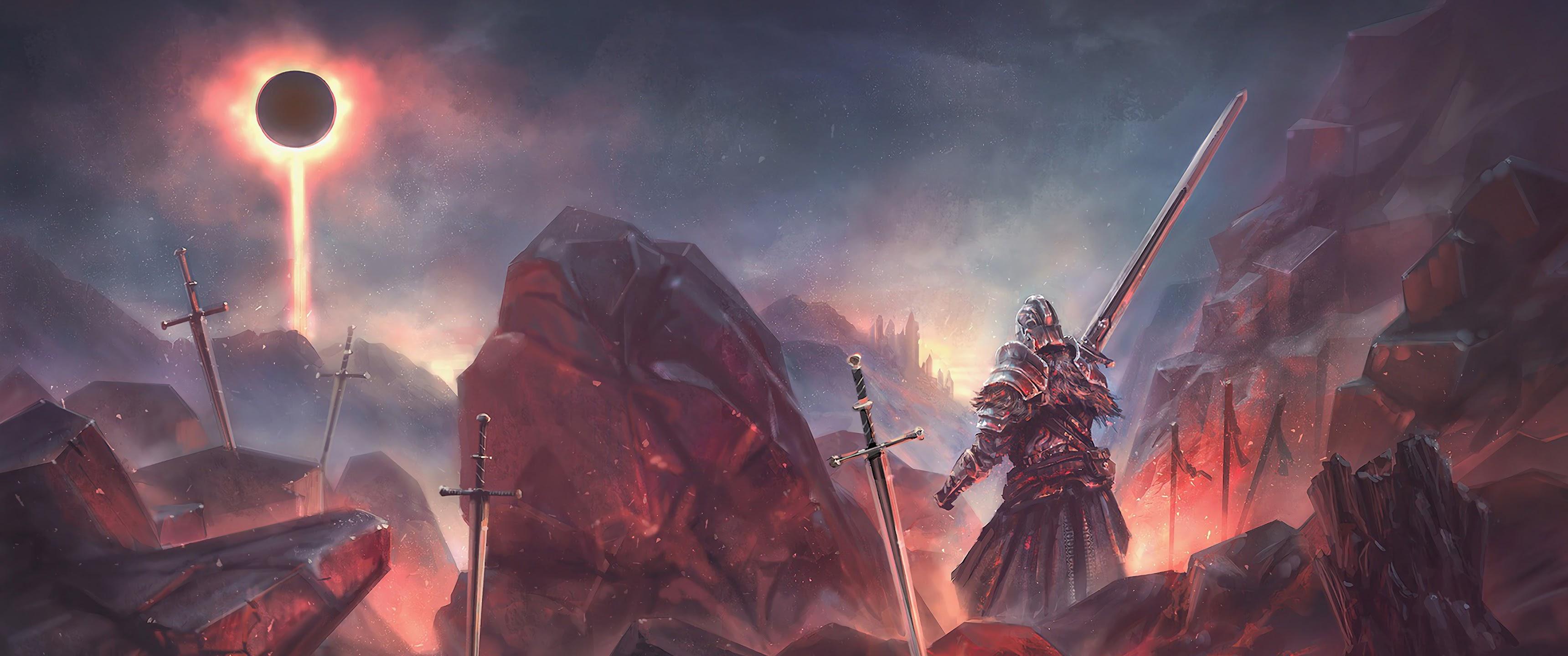 3440x1440 Dark Souls Knight 4K Wallpaper