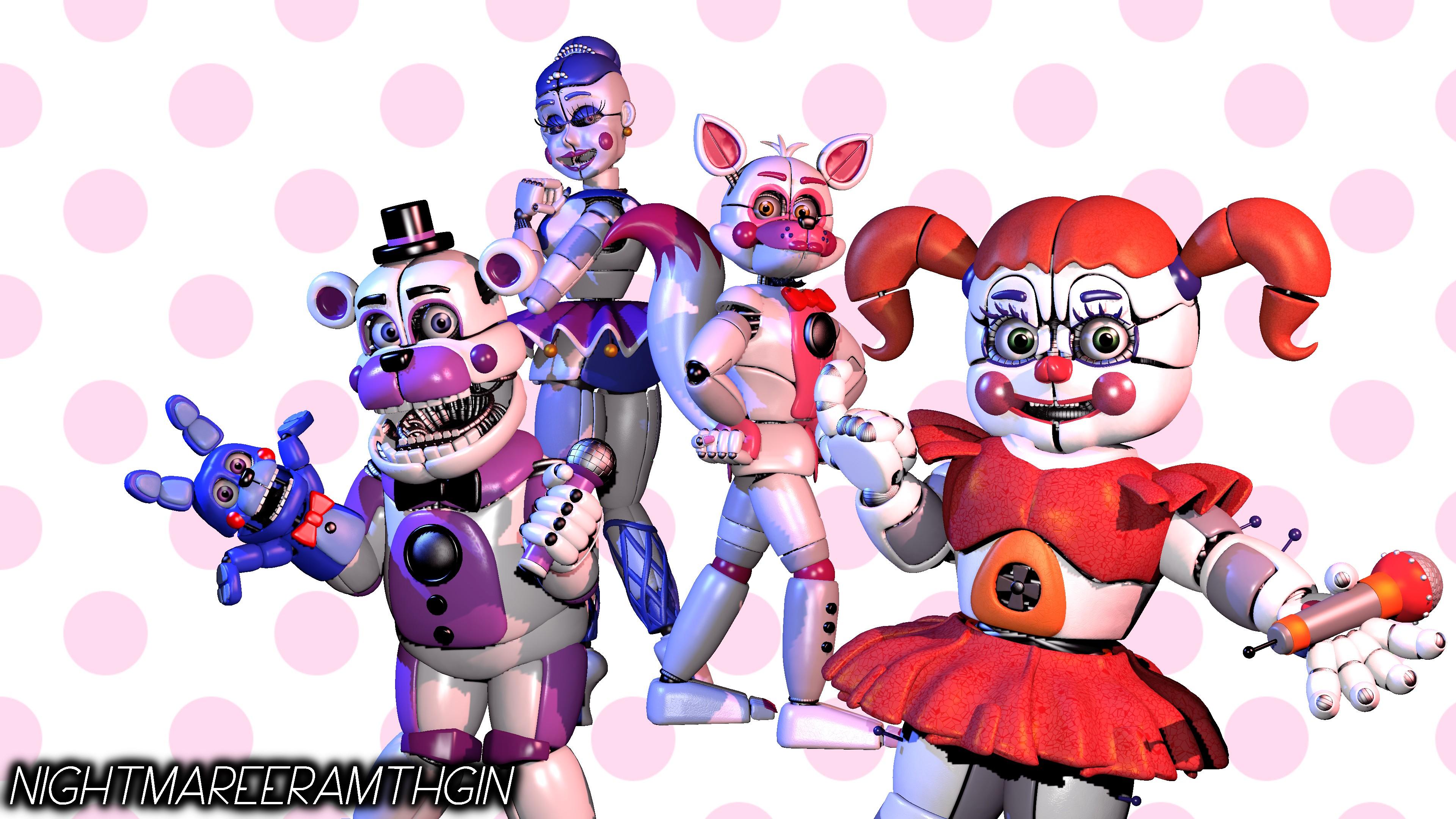 3840x2160 Foxy Freddy Ballora Circus Baby Five Nights at Freddy's Sister Location 4K HD FNAF Wallpaper