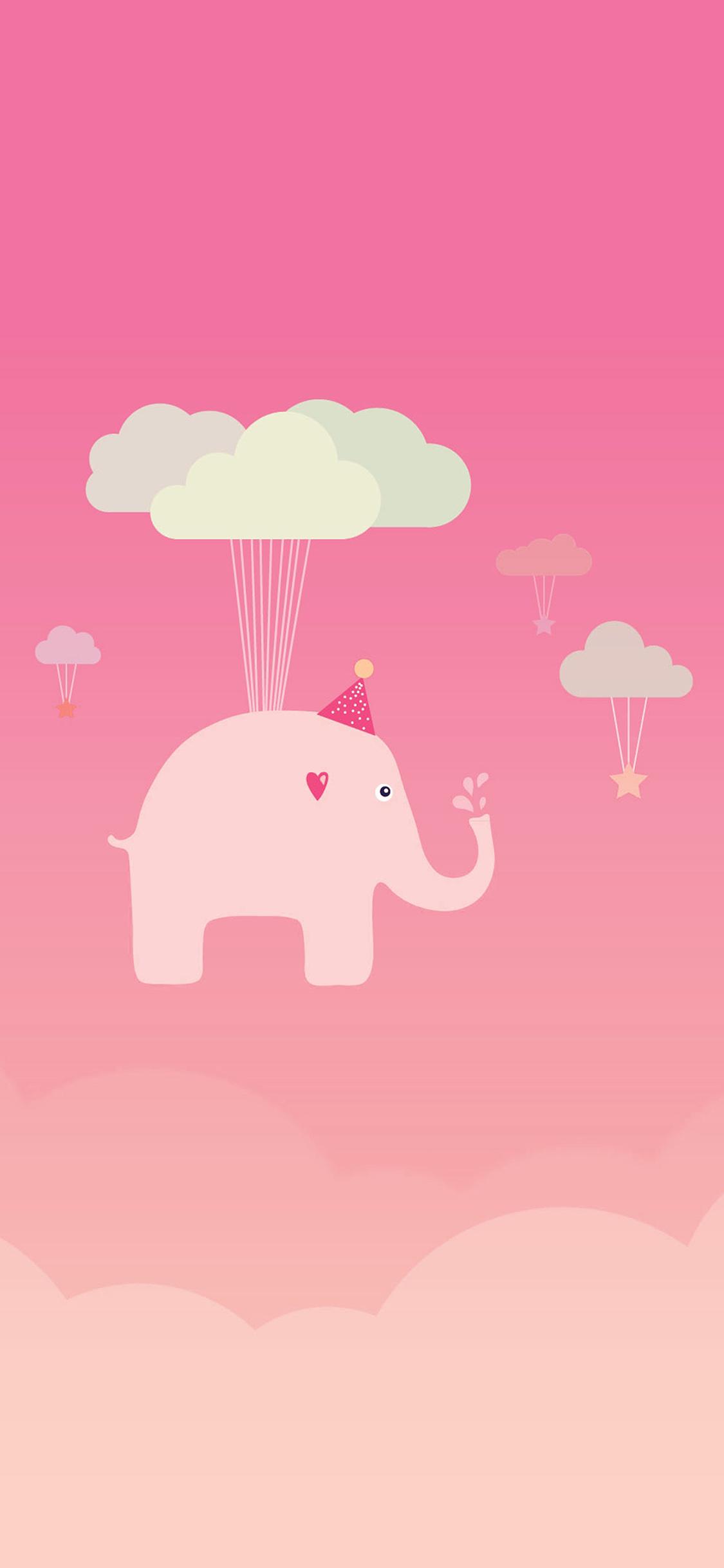 1125x2436 Cute Elephant Illustration Art Orange Fly Wallpaper